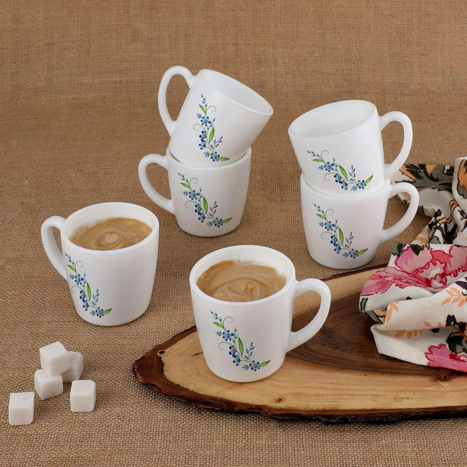 Cello Imperial Blue Creeper Ricca Mugs, 6 Pieces