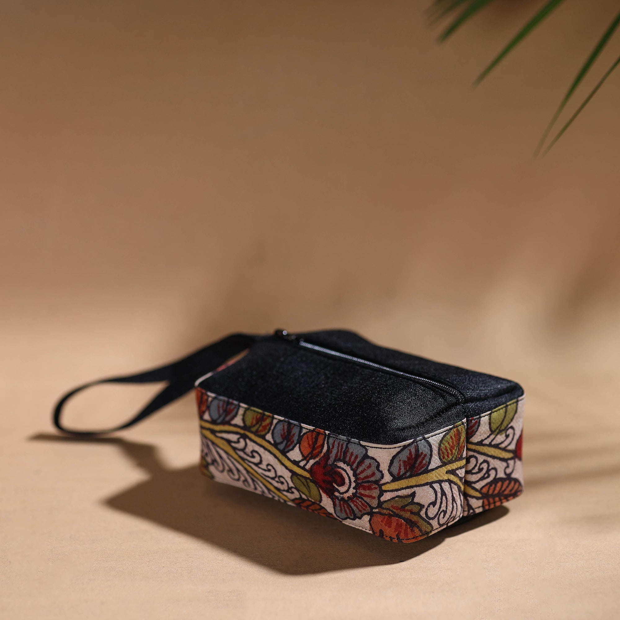 DWARAKA PLUS Black - Handpainted Kalamkari Multipurpose Cosmetic/Toiletry Bag 48