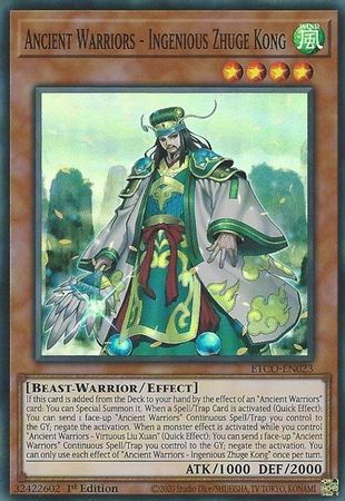 Yu-Gi-Oh! Ancient Warriors - Ingenious Zhuge Kong - ETCO-EN023 - Super Rare - 1st Edition
