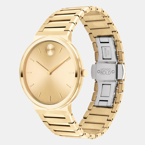 Movado Bold Men Quartz Gold Dial Analog Stainless Steel Watch 3601081 - view 2