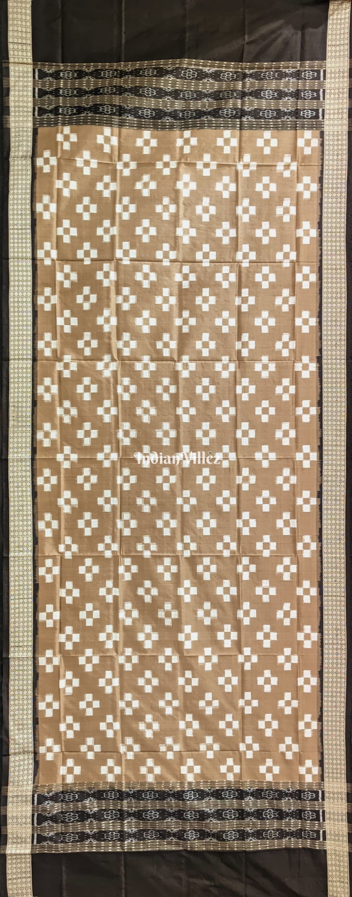 IndianVillèz Brown Gray Pasapali Theme Pure Sambalpuri Silk Dupatta - view 2