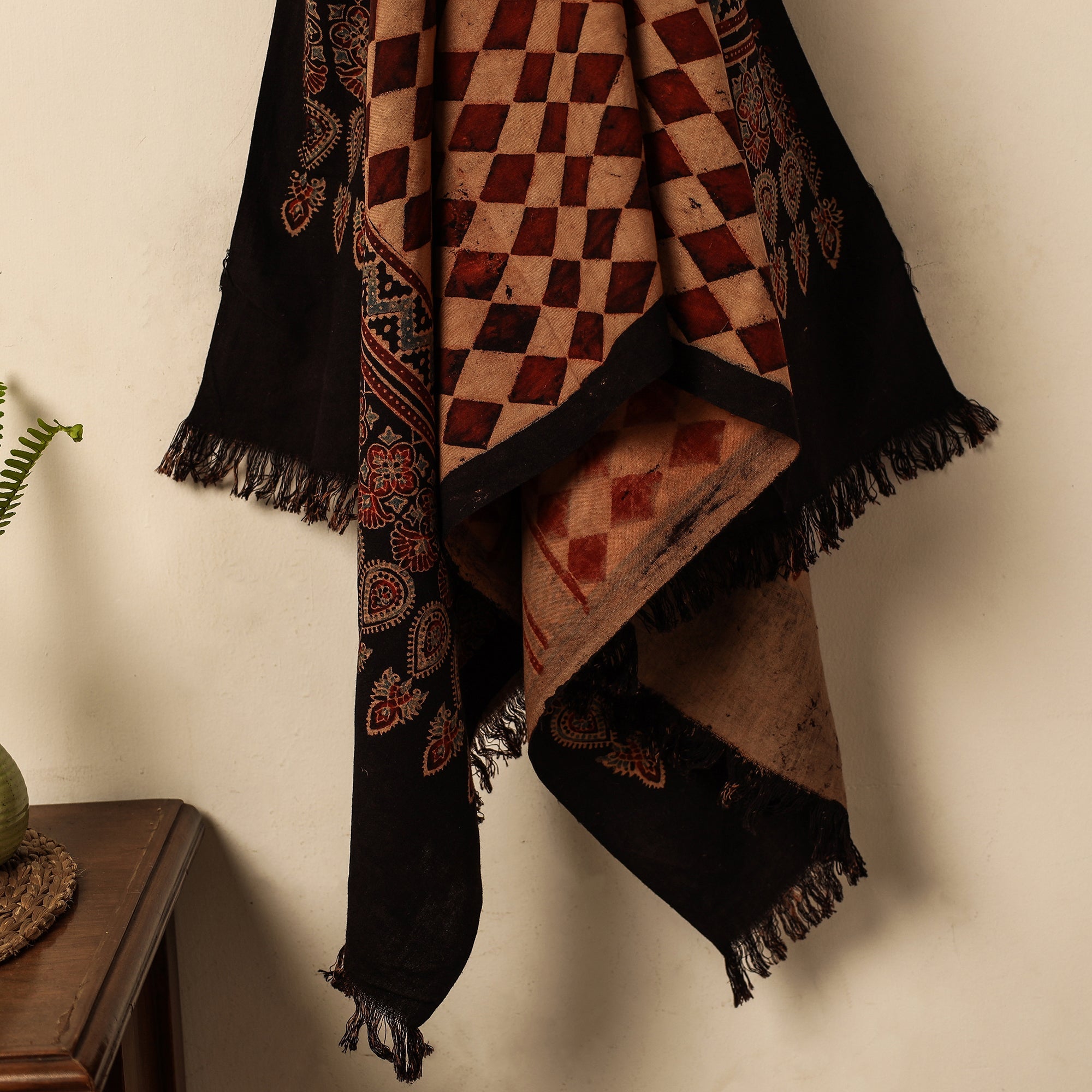 KACHCHH JI CHHAAP Brown - Block Print Cotton Ajrakh Handloom Towel - view 2