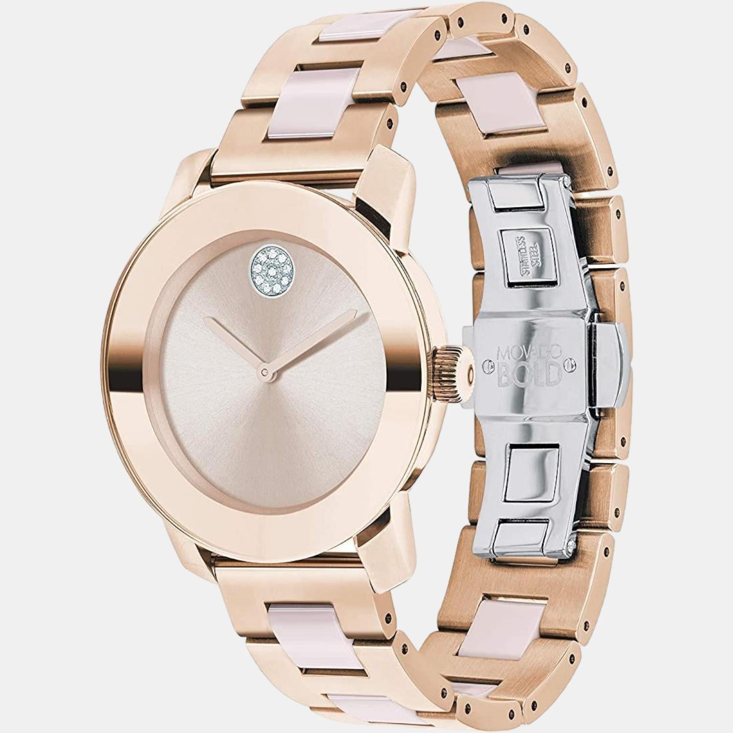 Movado Bold Women Quartz Rose Gold Dial Analog Stainless Steel Watch 3600639 - view 2