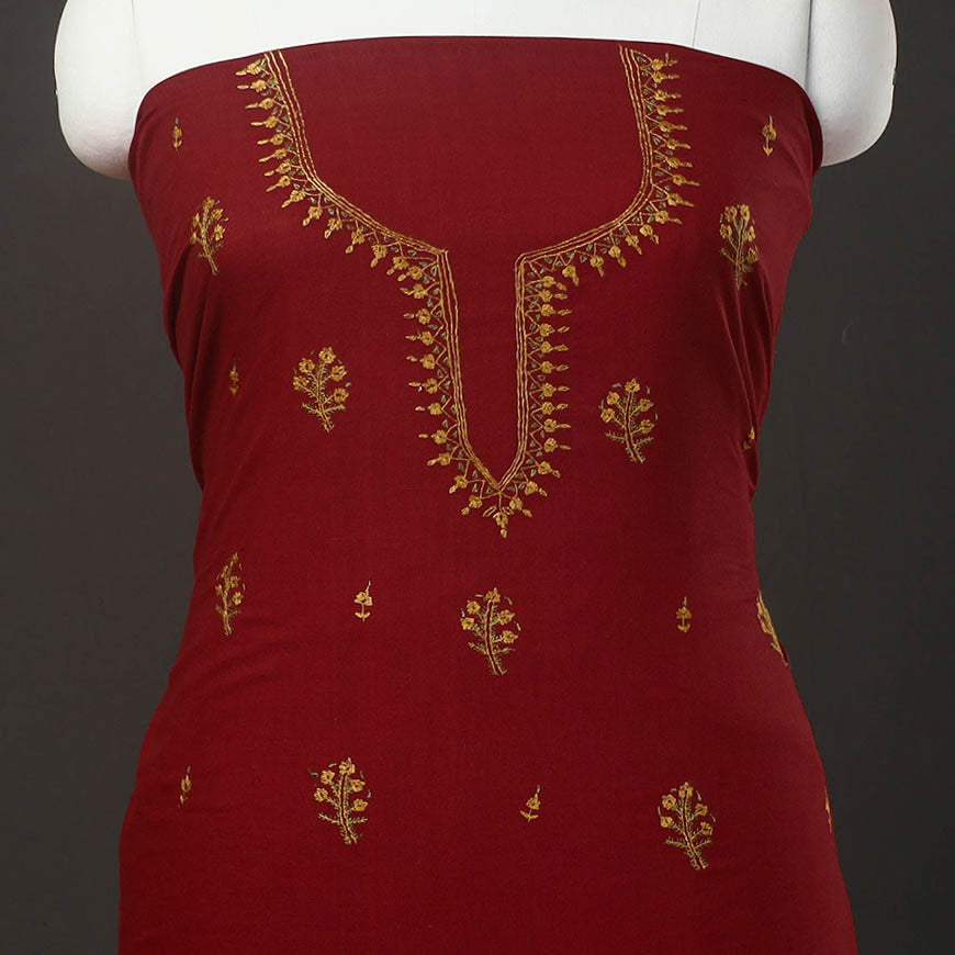 ITOKRI CRAFTS INITIATIVE Kashida Hand Embroidery Cotton Kurta Material (2.4m) 17 - view 3