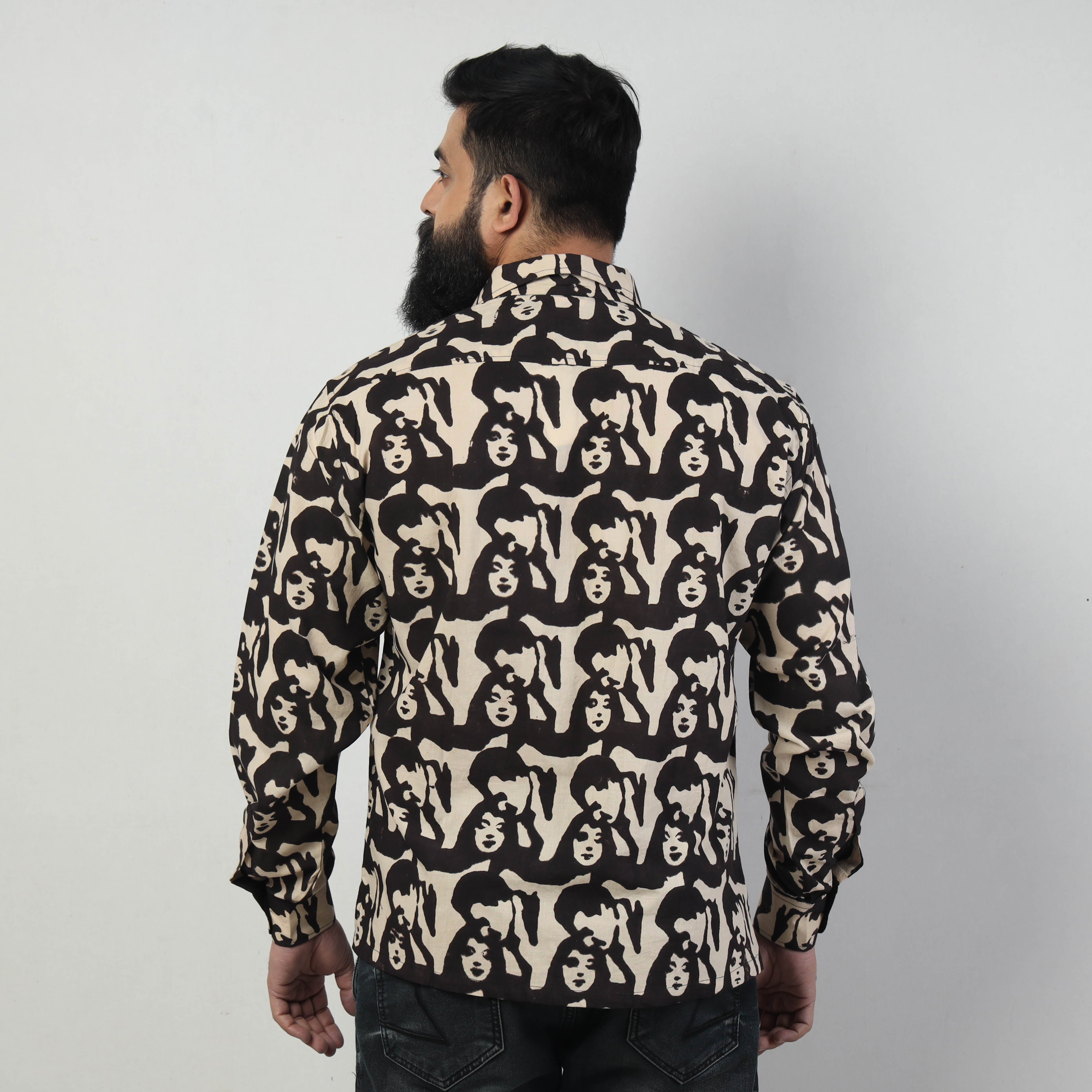 BINDAAS UNLIMITED Beige - Bindaas Block Art Printed Cotton Men Full Sleeve Shirt - view 5