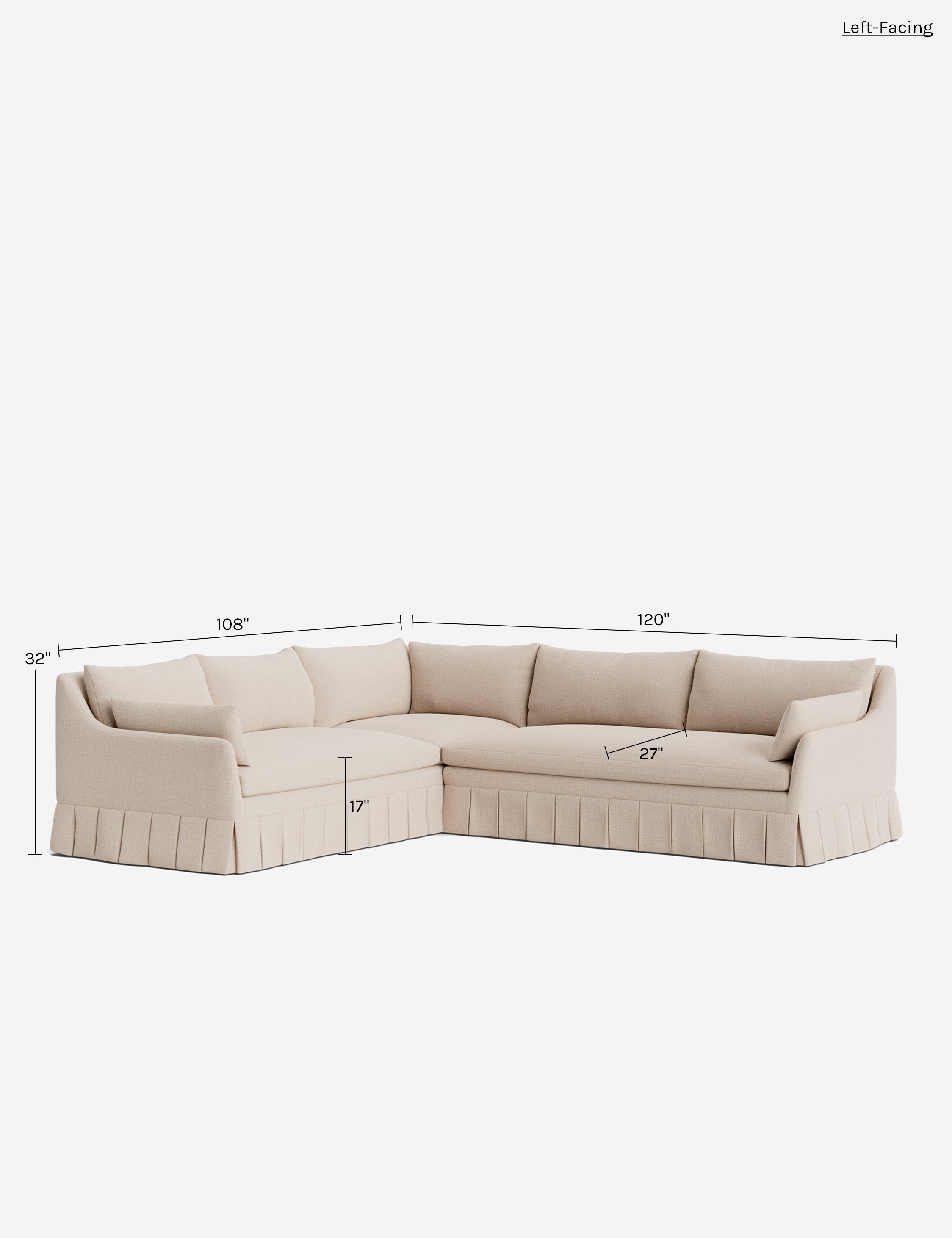 Lulu and Georgia Portola Luxe Depth Pleated Corner Sectional Sofa - view 213