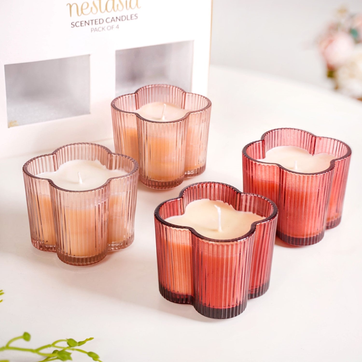 Nestasia Lavender Bubbly Scented Candle Gift Set Of 4