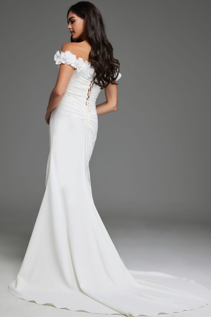 Jovani JB43323 Bridal Gown Long Floral High Slit Wedding Dress - view 2