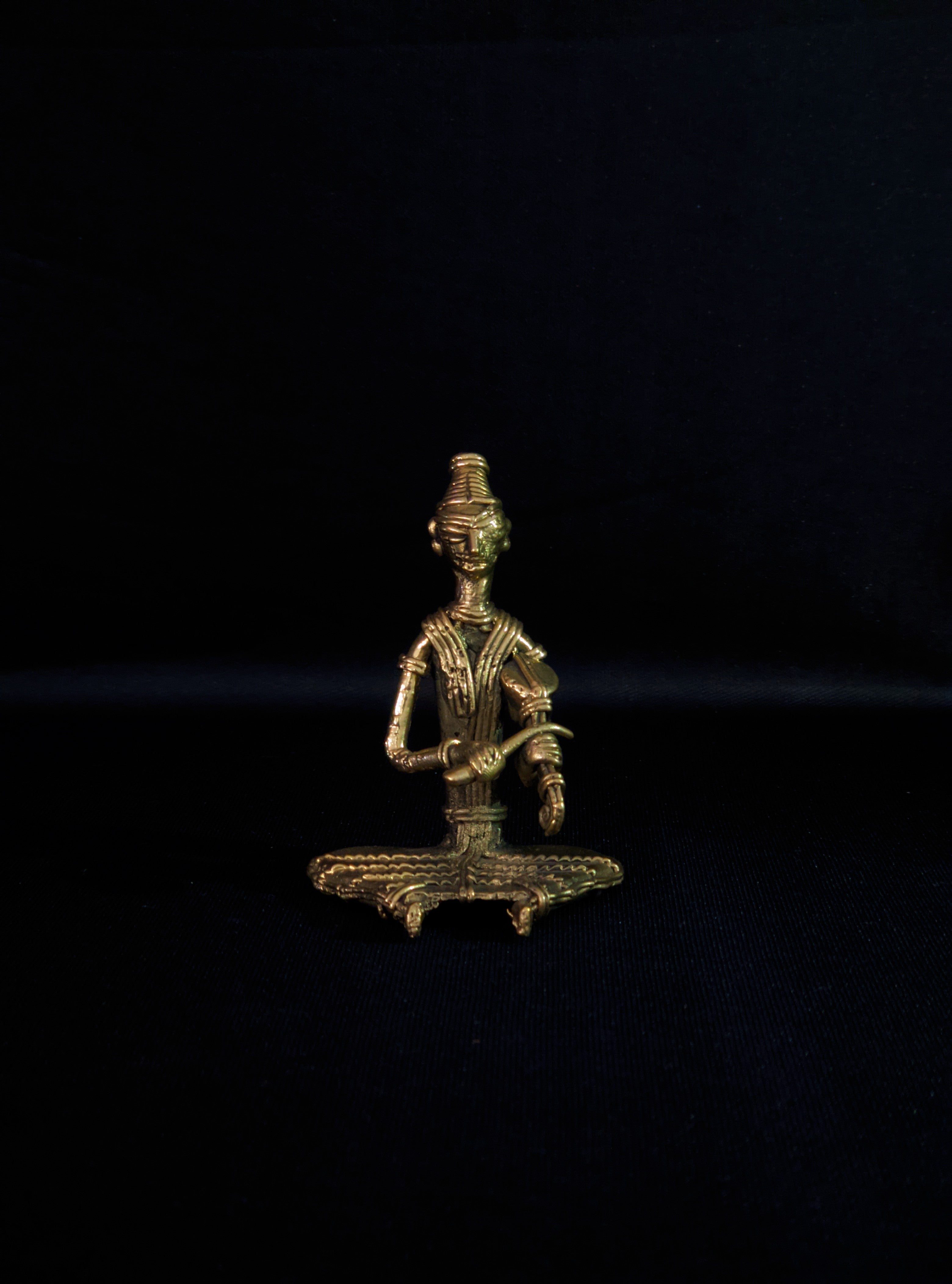 IndianVillèz Handmade Dhokra -Siting Musician with Kendra