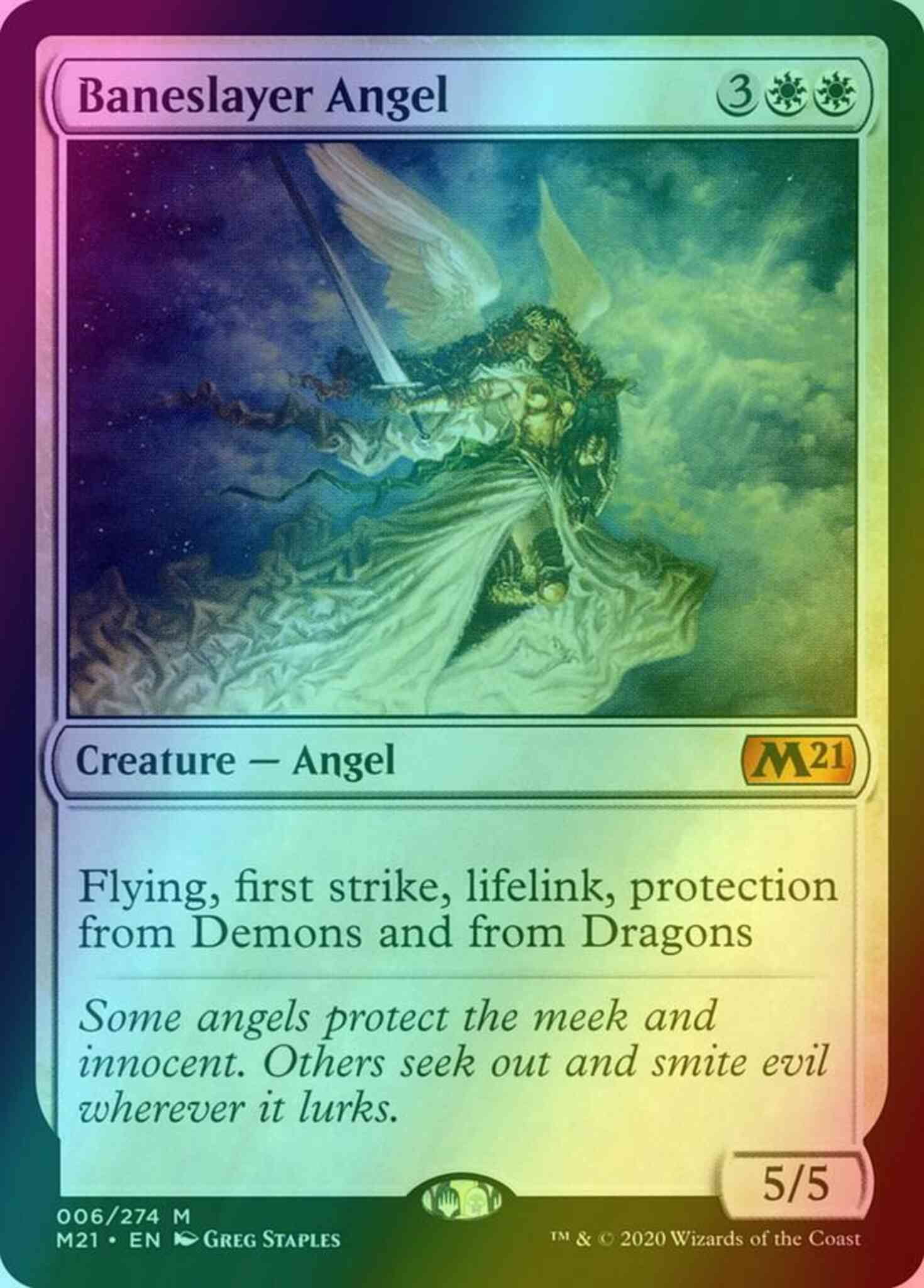 Baneslayer angel 6 – Magic Baneslayer Angel [6] [Core Set 2021] [Foil]