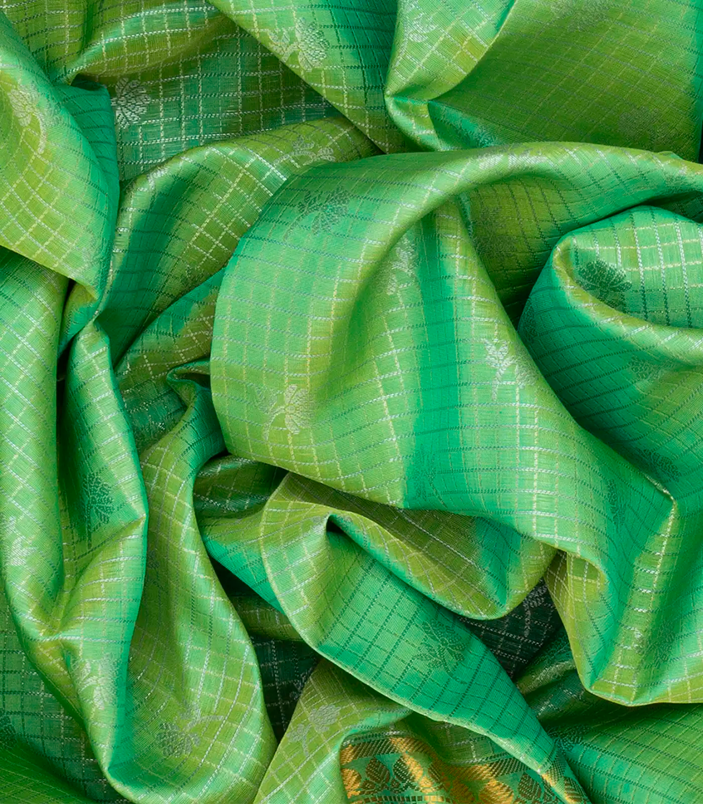RmKV Aquamarine Handloom Chirala Soft Silk Saree With Checks-Aquamarine - view 2