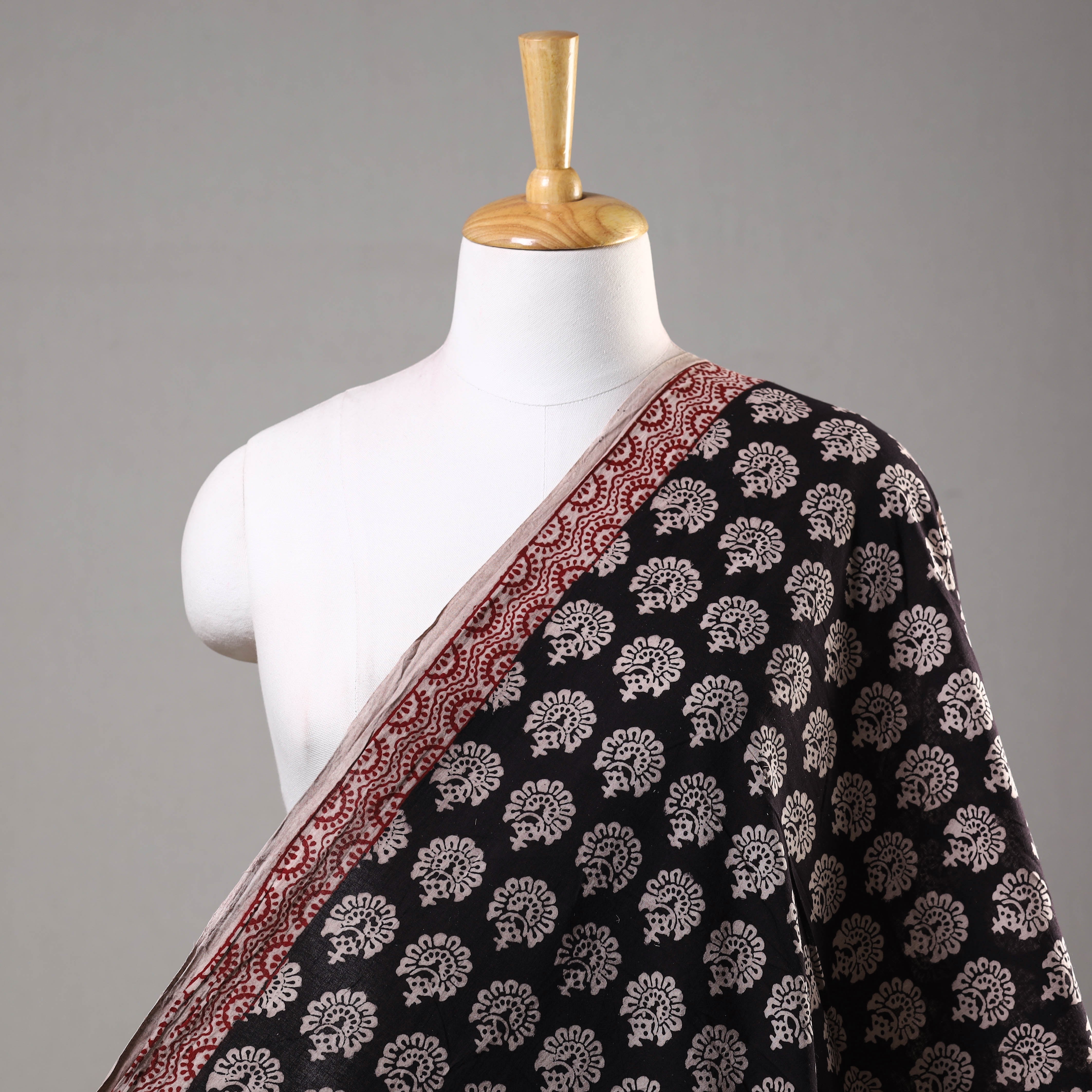 BAGH PRINTS BY MOHAMMED RAFIK KHATRI Black - Bagh Hand Block Printed Cotton Fabric