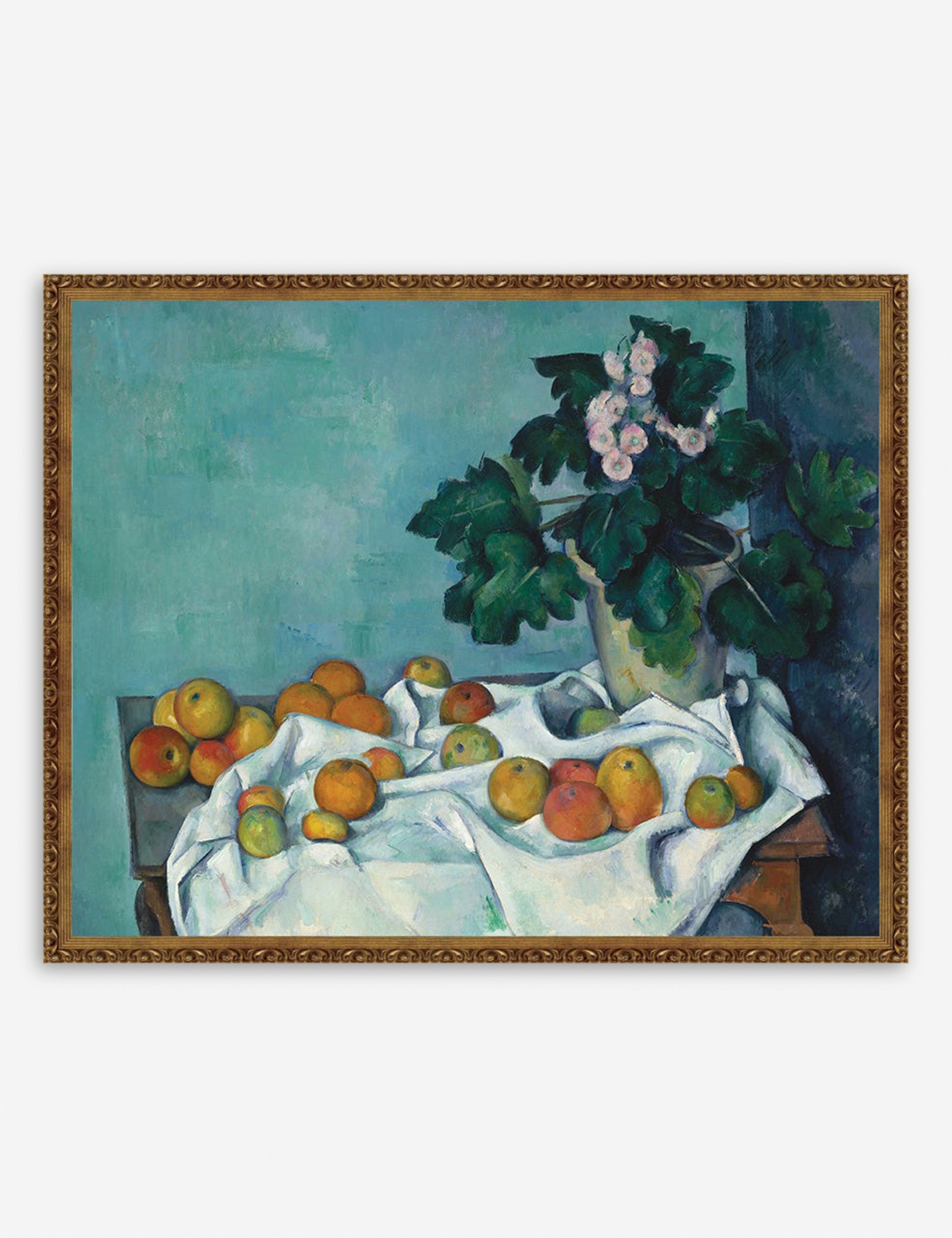 Lulu and Georgia Still Life with Apples and a Pot of Primroses Print by Paul Cézanne - view 2