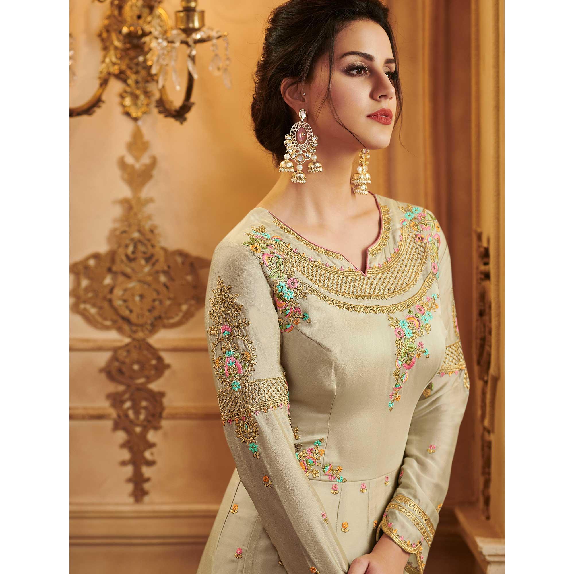 Peachmode Seller Chiku Partywear Embroidered Georgette Anarkali Suit - view 3