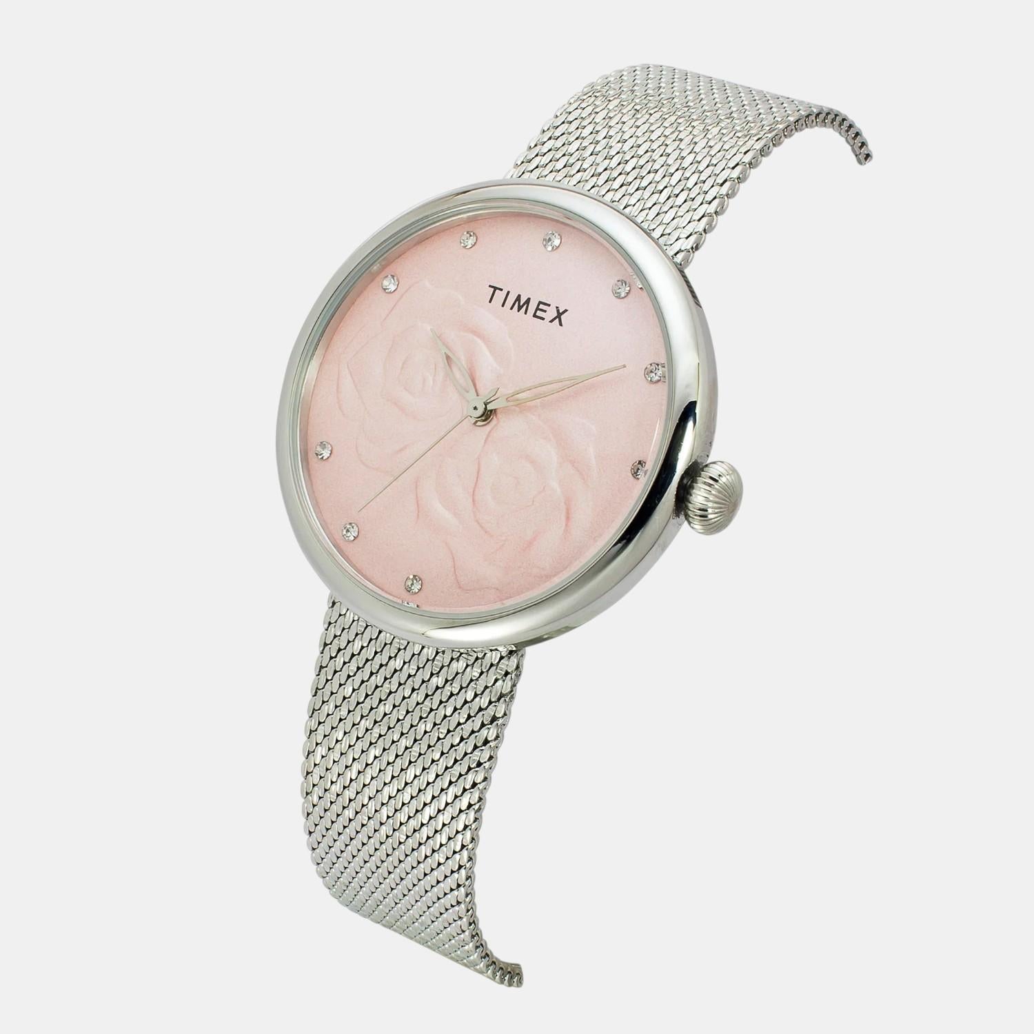 Timex Fashion Women Quartz Pink Dial Analog Stainless Steel Watch TWEL19300 - view 2