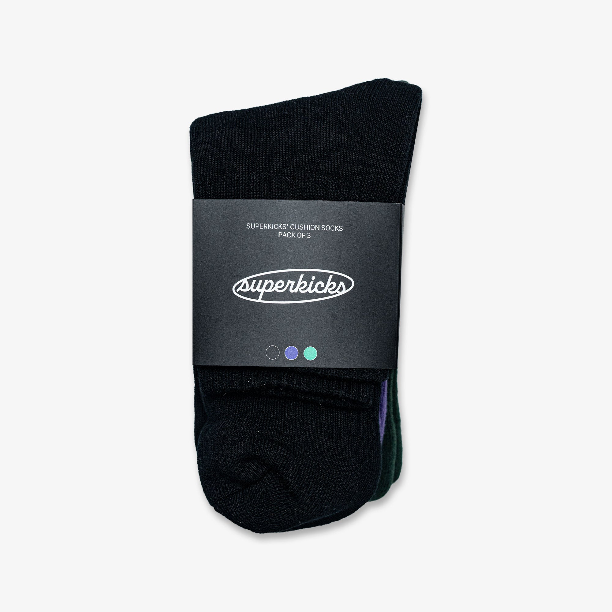 Superkicks | CREW SOCKS { BLACK/PURPLE/GREEN - view 2