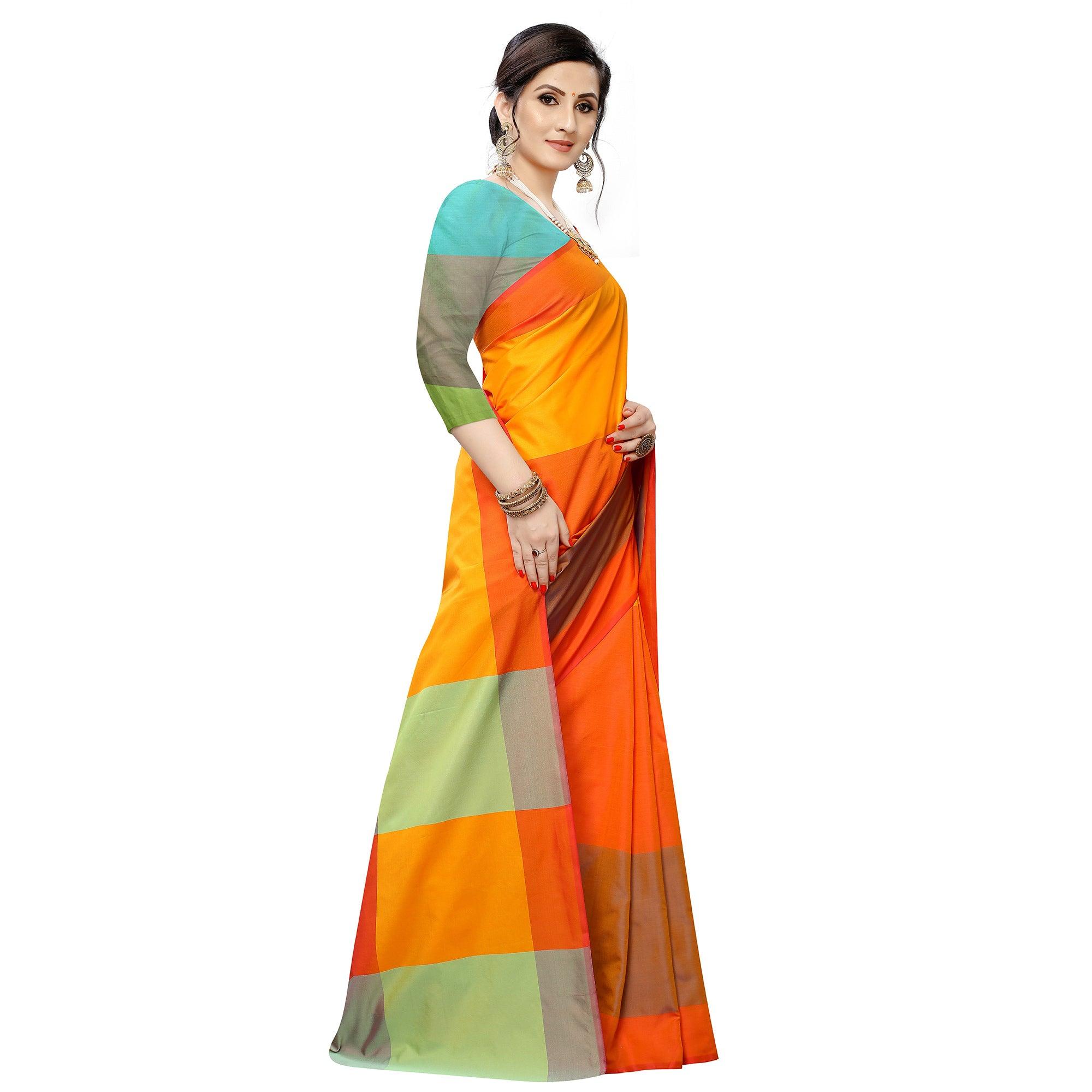 Peachmode Ideal Mustard Yellow Colored Festive Wear Woven Sana Silk Saree - view 4