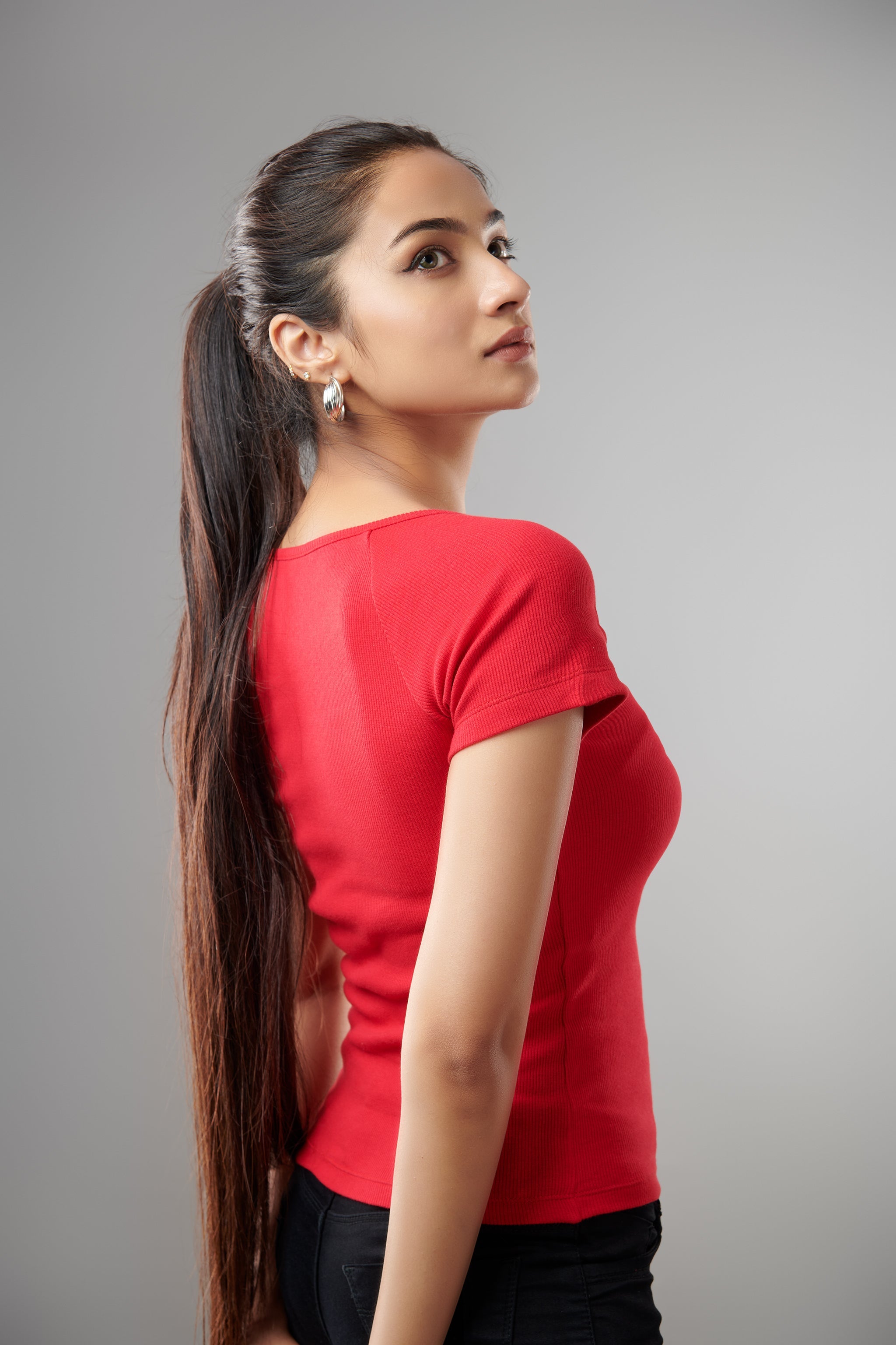 Normcore Red Square Neck Top - view 3