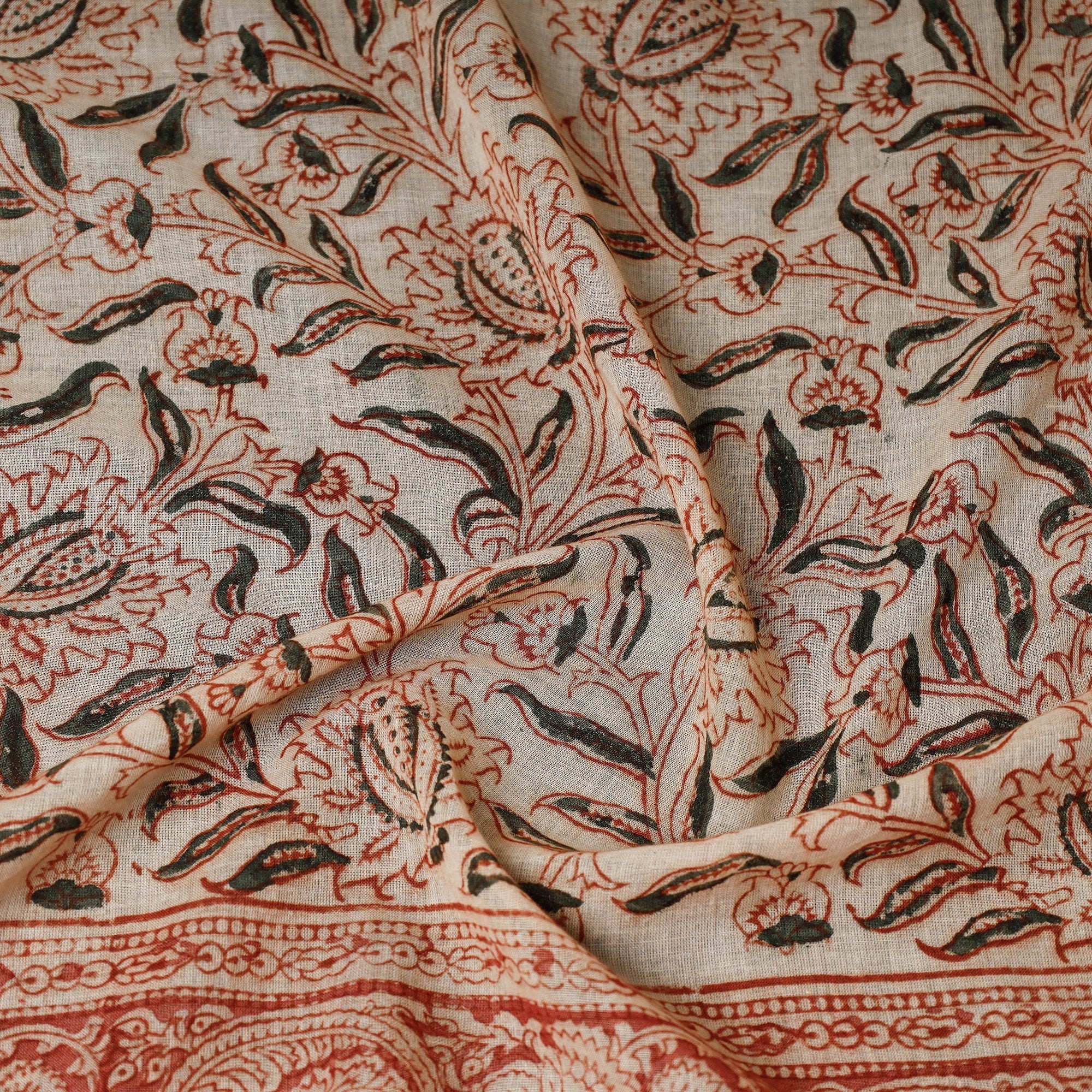 PITCHUKA SRINIVAS KALAMKARI PEDANA Beige - Original Pedana Kalamkari Block Printed Cotton Scarf - view 2