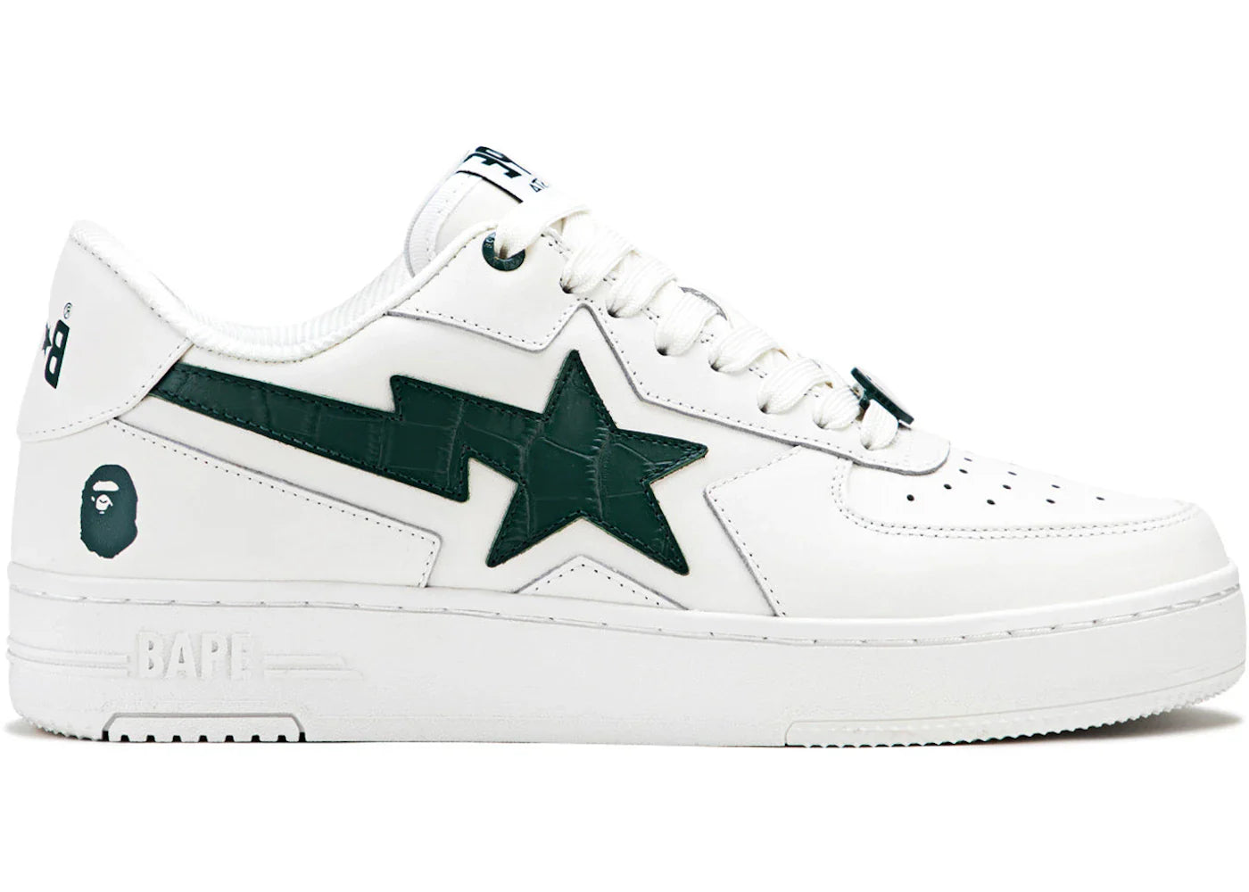 BAPE A Bathing Ape Sta Icon #1 White Green Croc