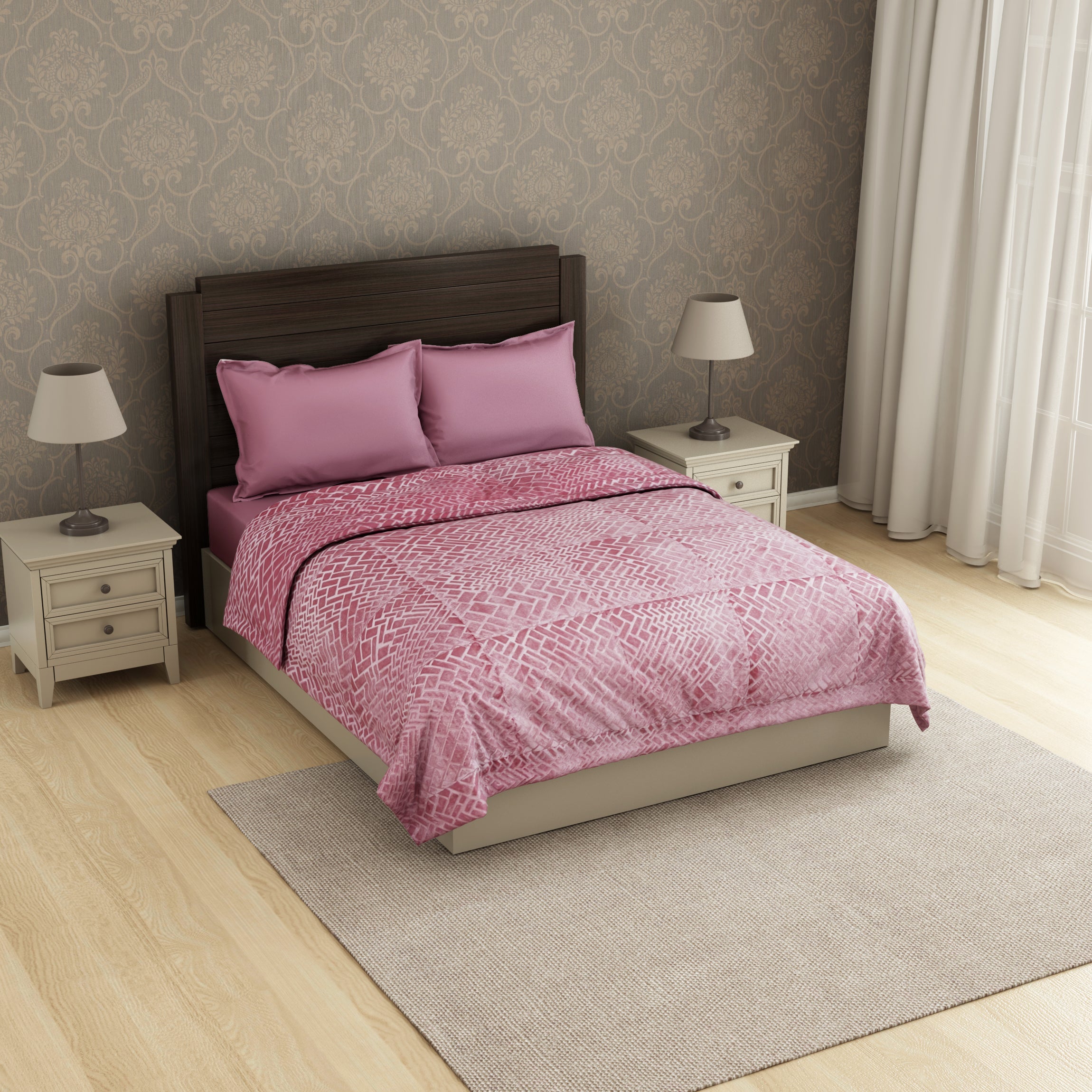 Spaces India Solid Rose - Dark Red Polyester Double Quilt / AC Comforter - Regal By Welspun - view 2