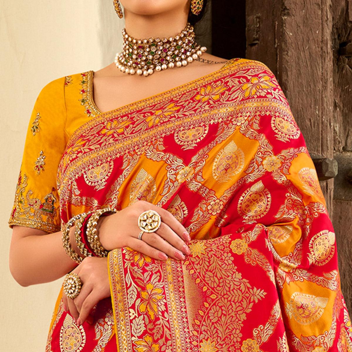 Peachmode Multicolor Festive Wear Woven Silk Saree - view 3