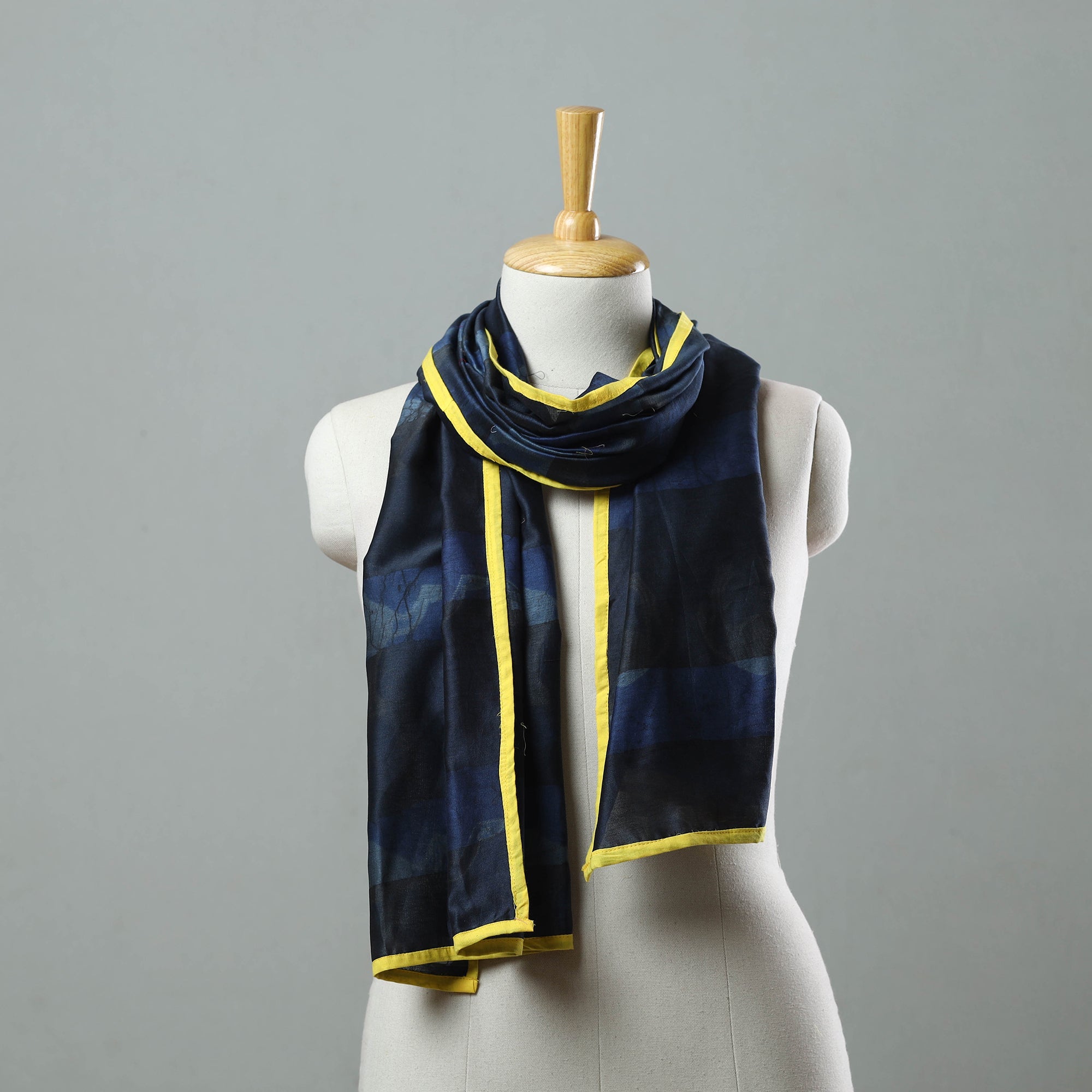 Tie dye stole – STOLES & SCARVES Blue - Chanderi Silk Nui Shibori Tie & Dye Stole 02