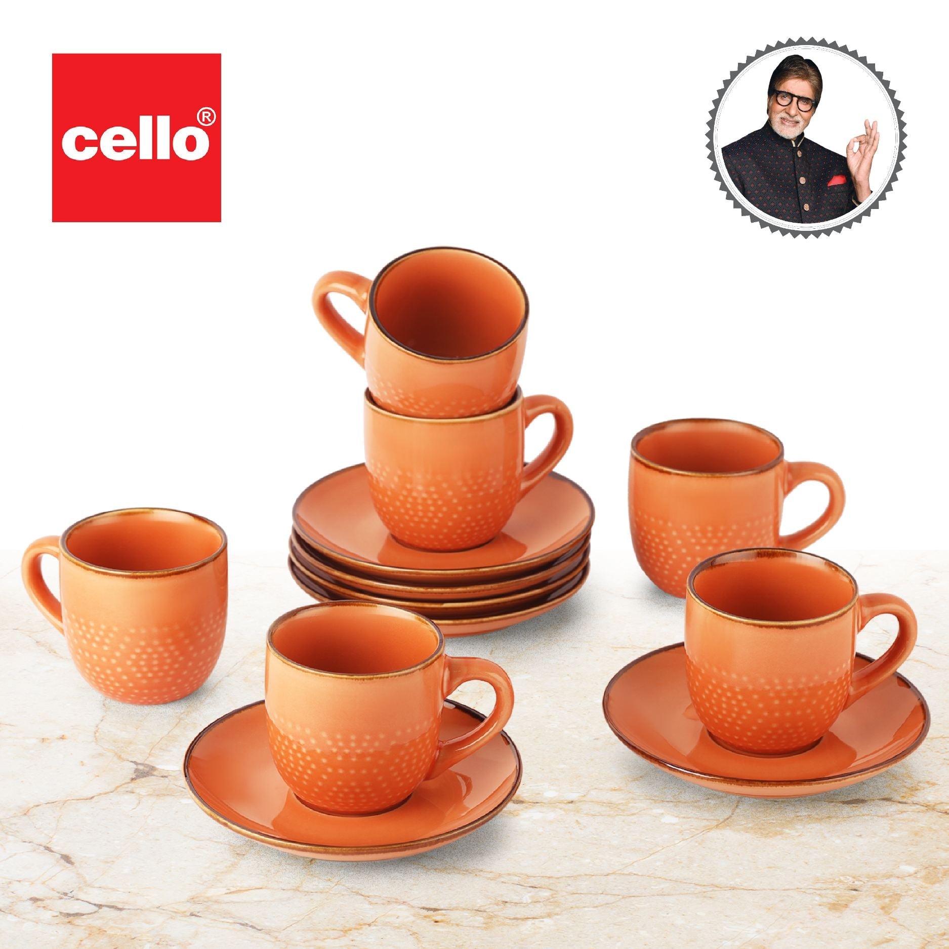 Cello Hampshire 6 Pieces Ceramic Cup & Saucer - view 32