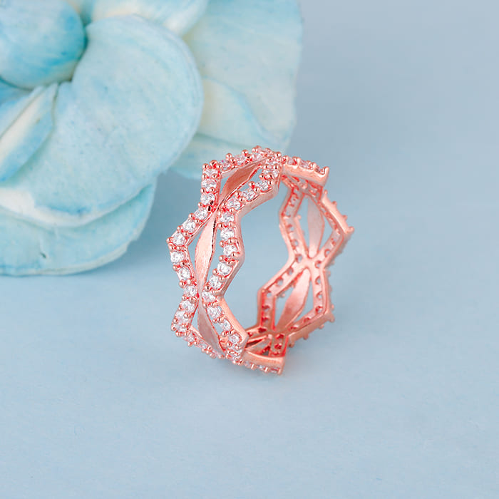GIVA Jewellery Rose Gold Wavy Dreams Ring - view 2
