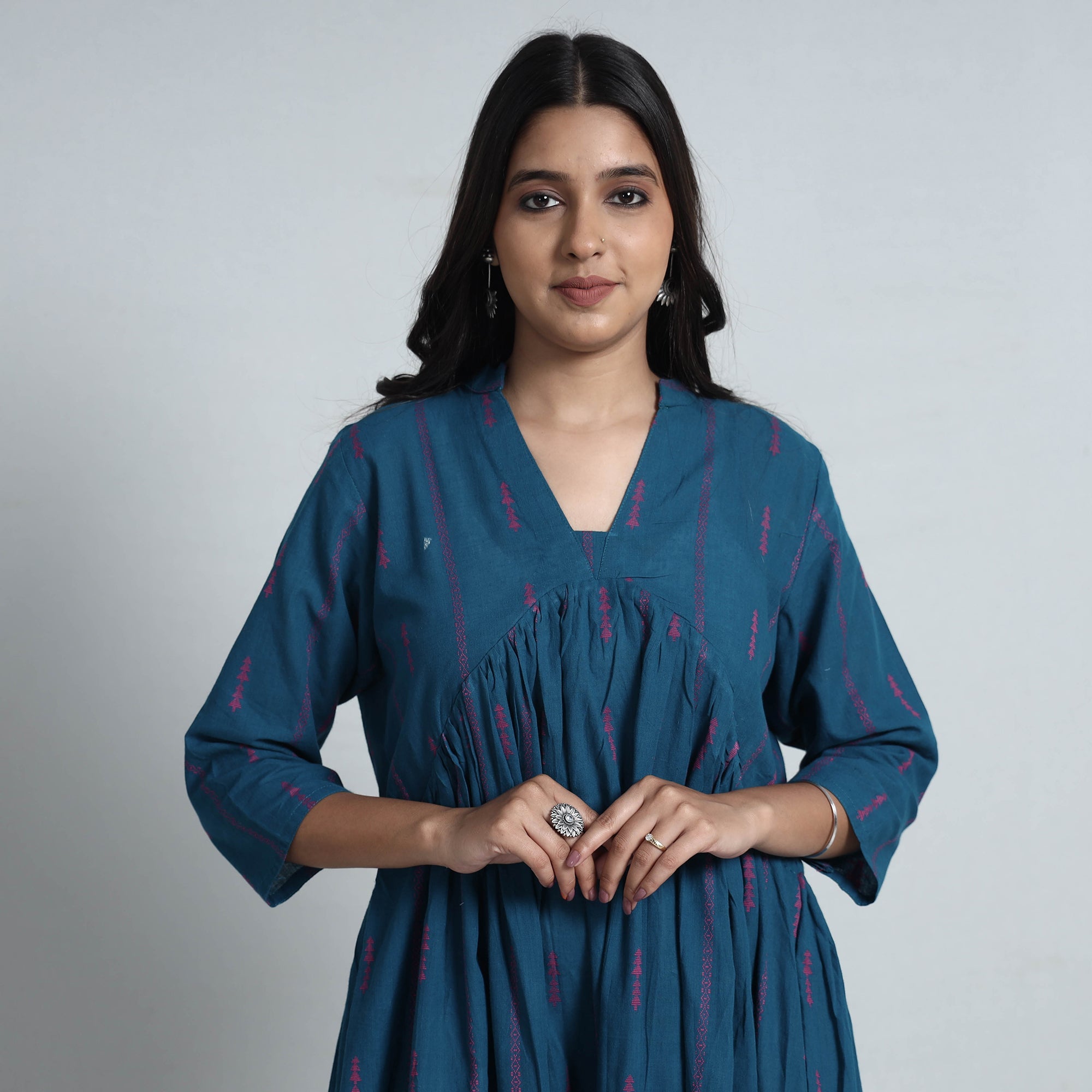 ITOKRI CASUALS Blue - Exquisite Jacquard Cotton Dress