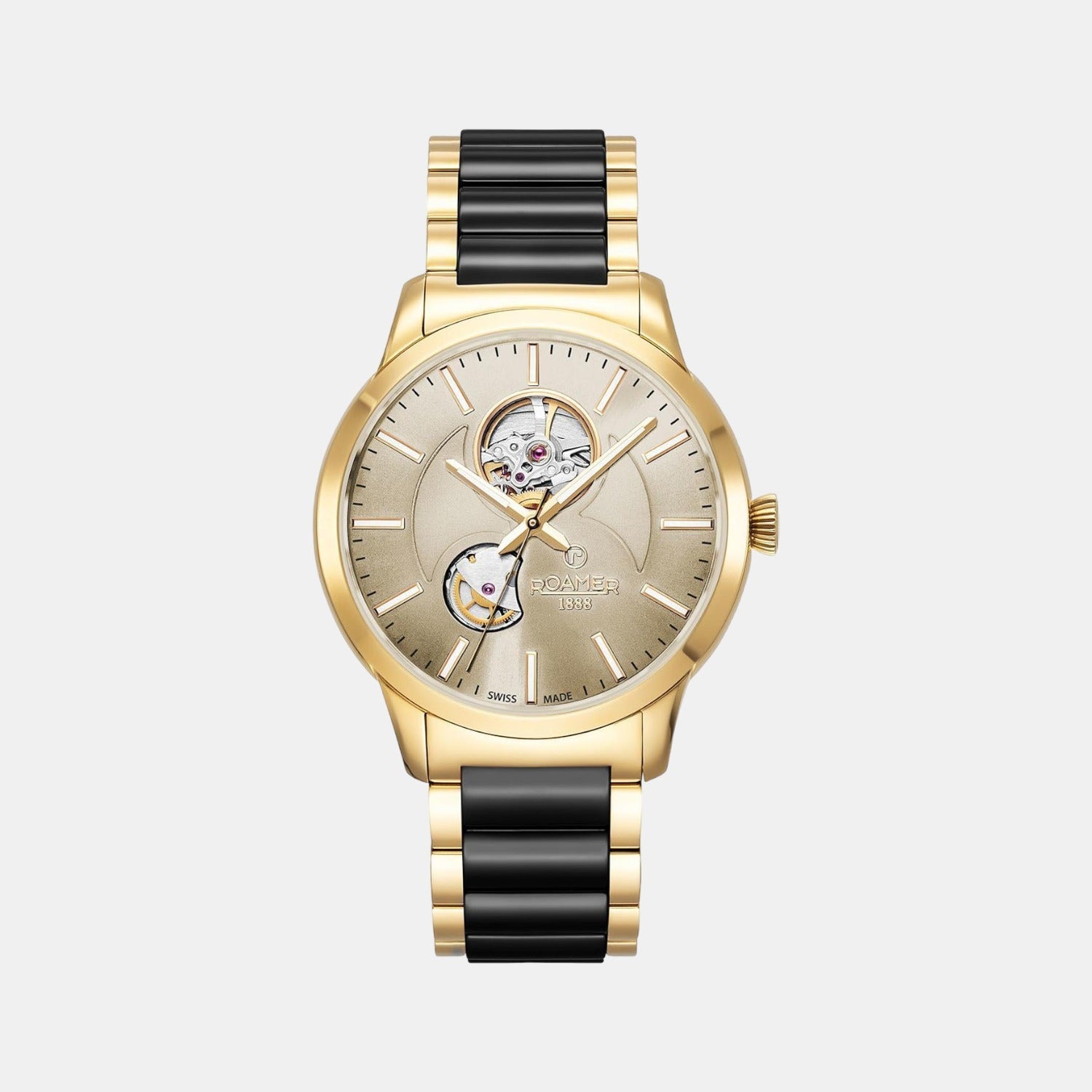 Roamer C-Line Men Automatic Gold Dial Analog Ceramic Watch 672661 48 35 60