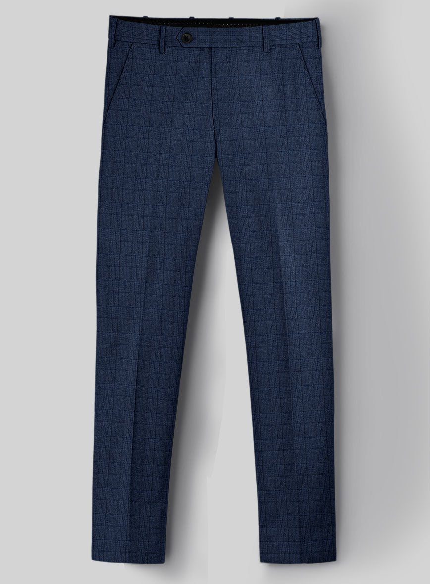 StudioSuits Reda Erlon Royal Blue Checks Wool Pants