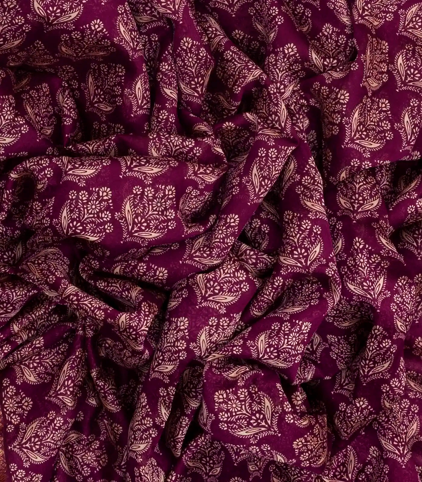 RmKV Magenta Woven Chanderi Cotton Saree With Printed Floral Motifs - view 3