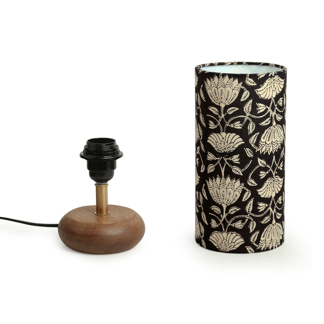 EXCLUSIVELANE 'Blooming Lotus' Cylindrical Table Lamp In Mango Wood (14 Inch) - view 4