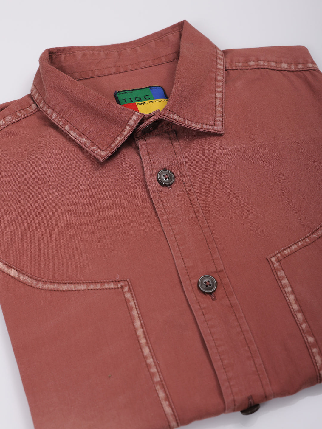 The Indian Garage Co Men's Burgundy Regular Fit Vintage Shirt - view 7