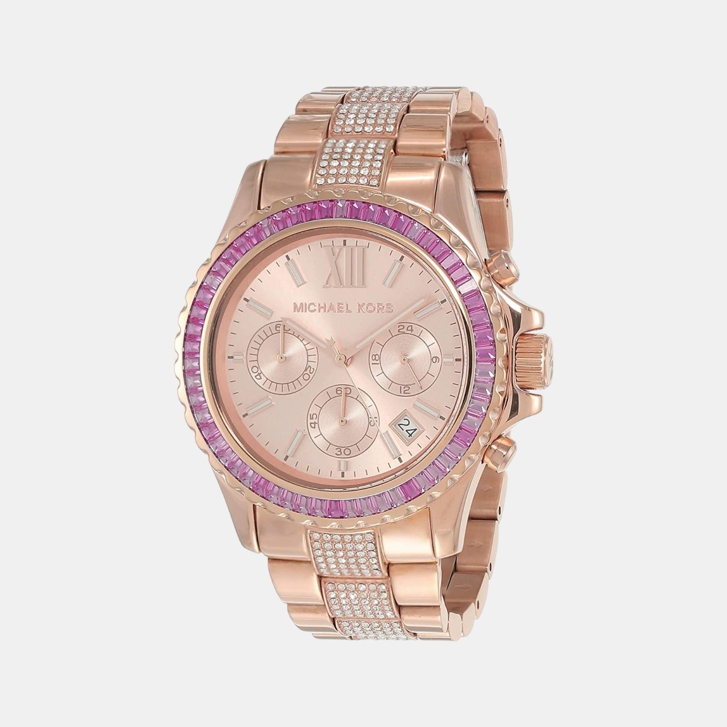Michael Kors Everest Women Quartz Rose Gold Dial Chronograph Stainless Steel Watch MK7211