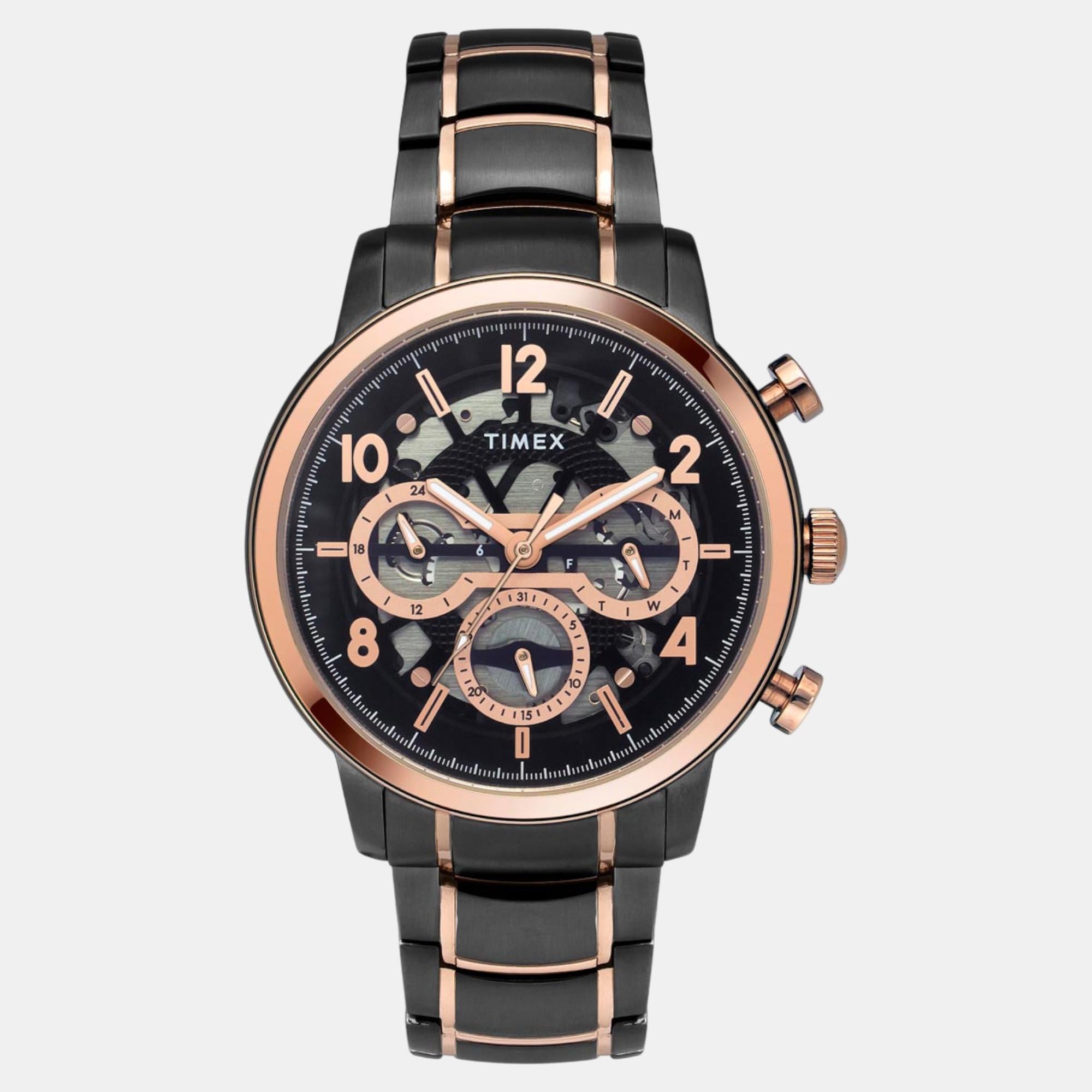 Timex E Class Men Quartz Black Dial Multi-Function Stainless Steel Watch TWEG20206