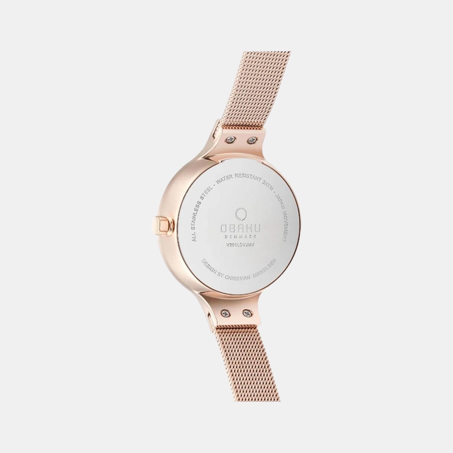 Obaku Eng Blush Women Quartz Grey Dial Analog Stainless Steel Watch V201LDVJMV - view 3