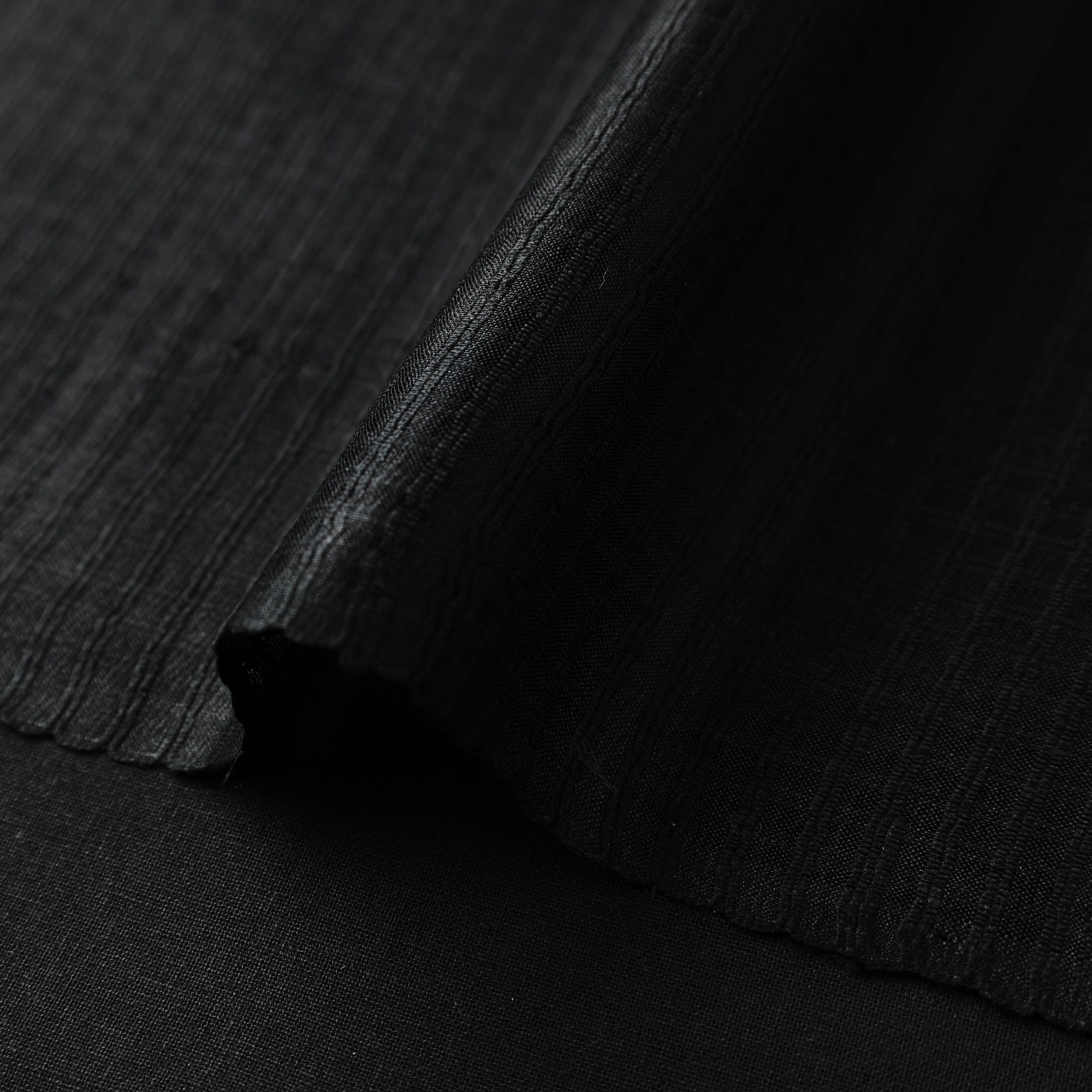 ITOKRI CRAFTS INITIATIVE Black - Vidarbha Tussar Silk Checks Handloom Fabric - view 4