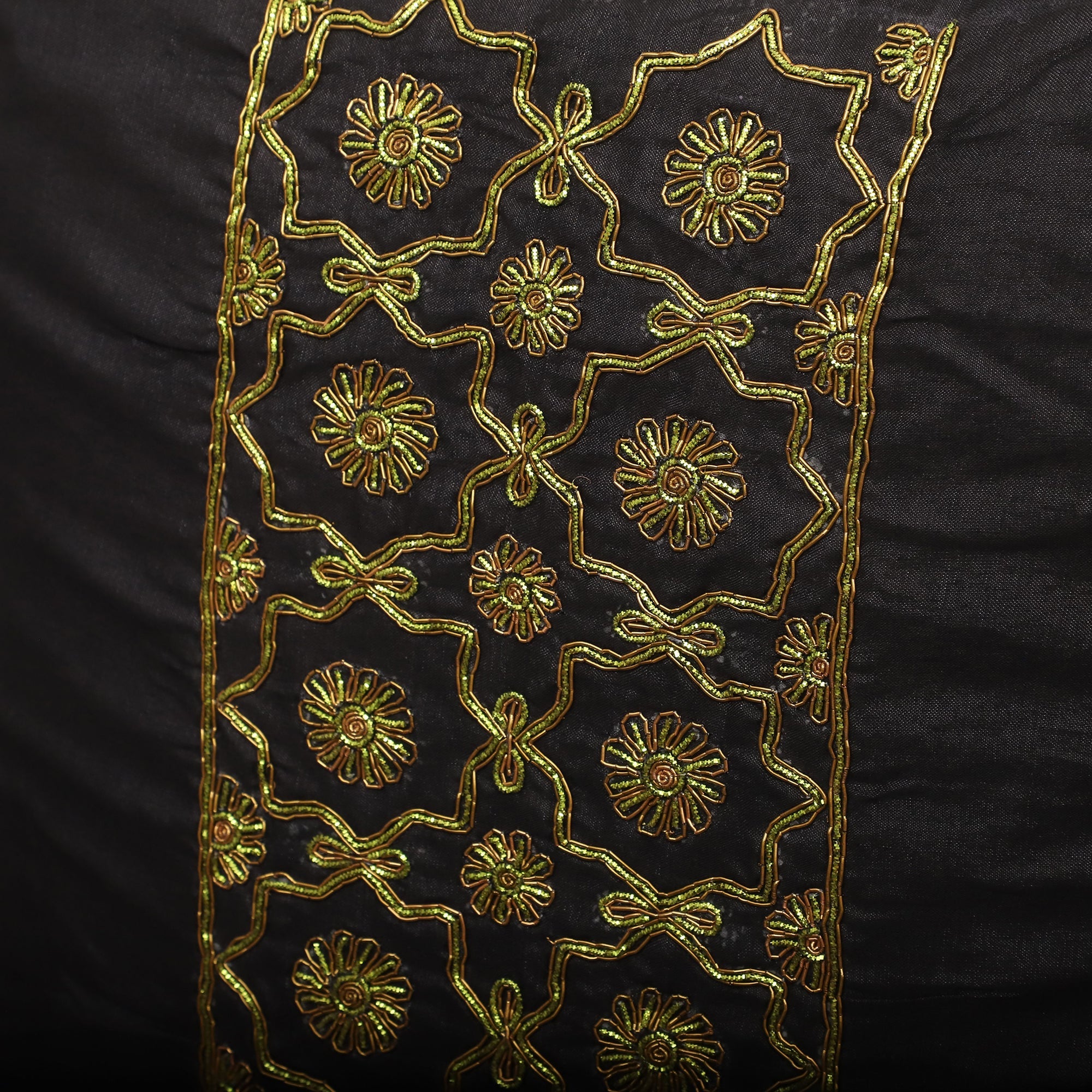 TICS Black - Star Butas - Zardozi Hand Embroidered Raw Silk Cushion Cover (Set of 5) - view 12