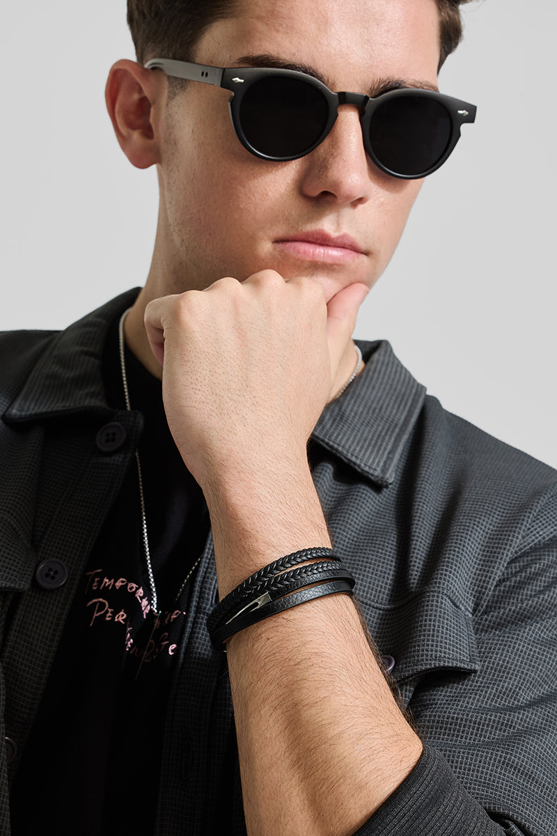 SNITCH Hyphenated Weave Braided Bracelet – Black - view 4