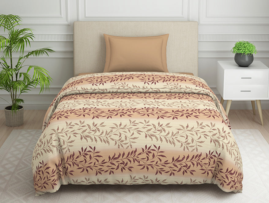 Spaces India Ornate Brown Polycotton Quilt Single Harmony - By Welspun