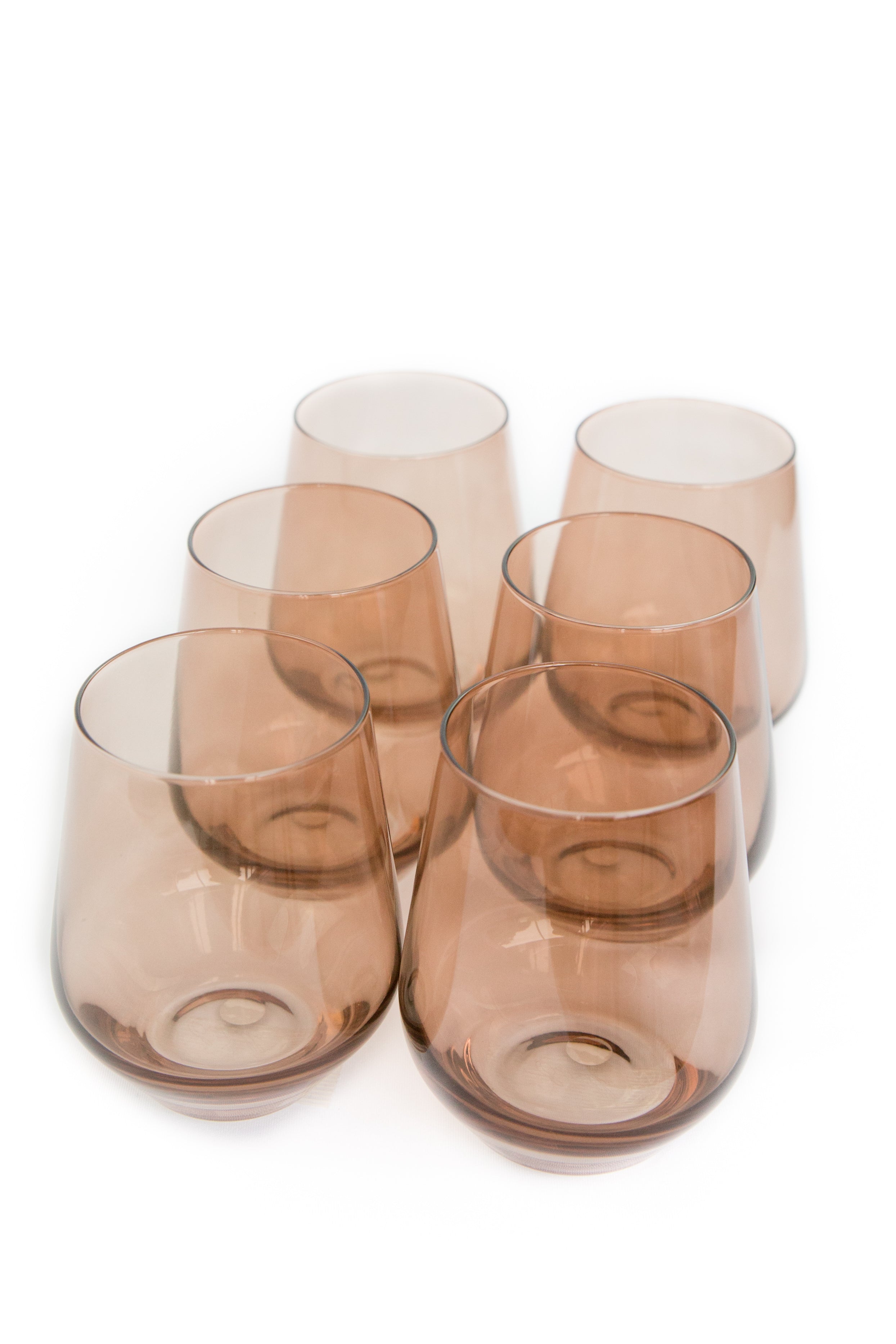 Estelle Colored Glass Estelle Colored Wine Stemless - Set of 6 {Mocha Mousse (Our Amber Smoke)} - view 12