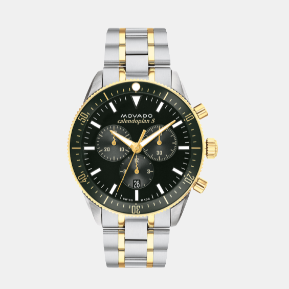 Movado Heritage Men Quartz Green Dial Chronograph Stainless Steel Watch 3650167