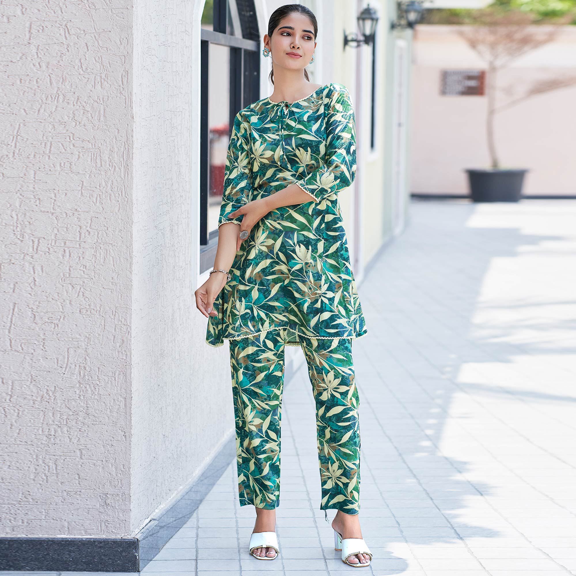 BlackTree green-floral-printed-rayon-co-ord-set-1 - view 2