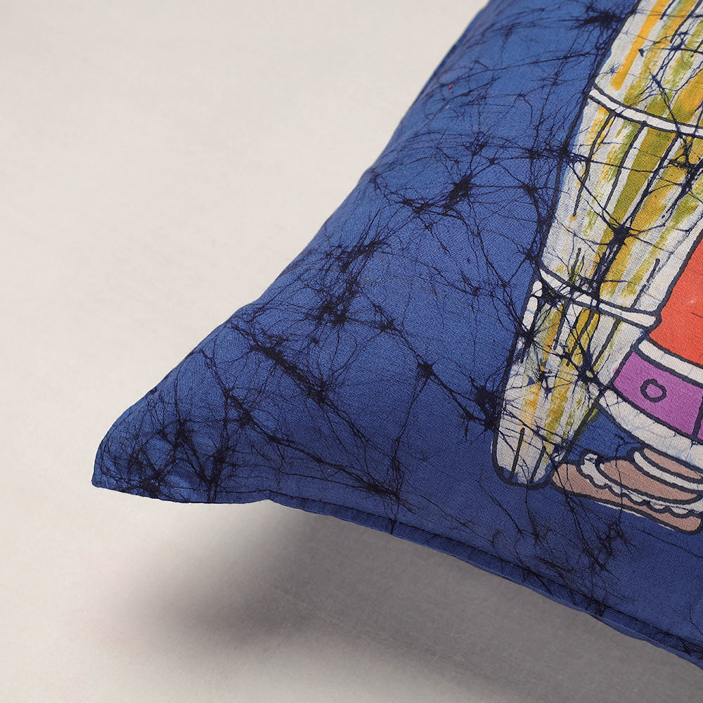 KACHCHH JI CHHAAP Blue - Hand Batik Printed Pure Cotton Cushion Cover (18 x 18 in) - view 2