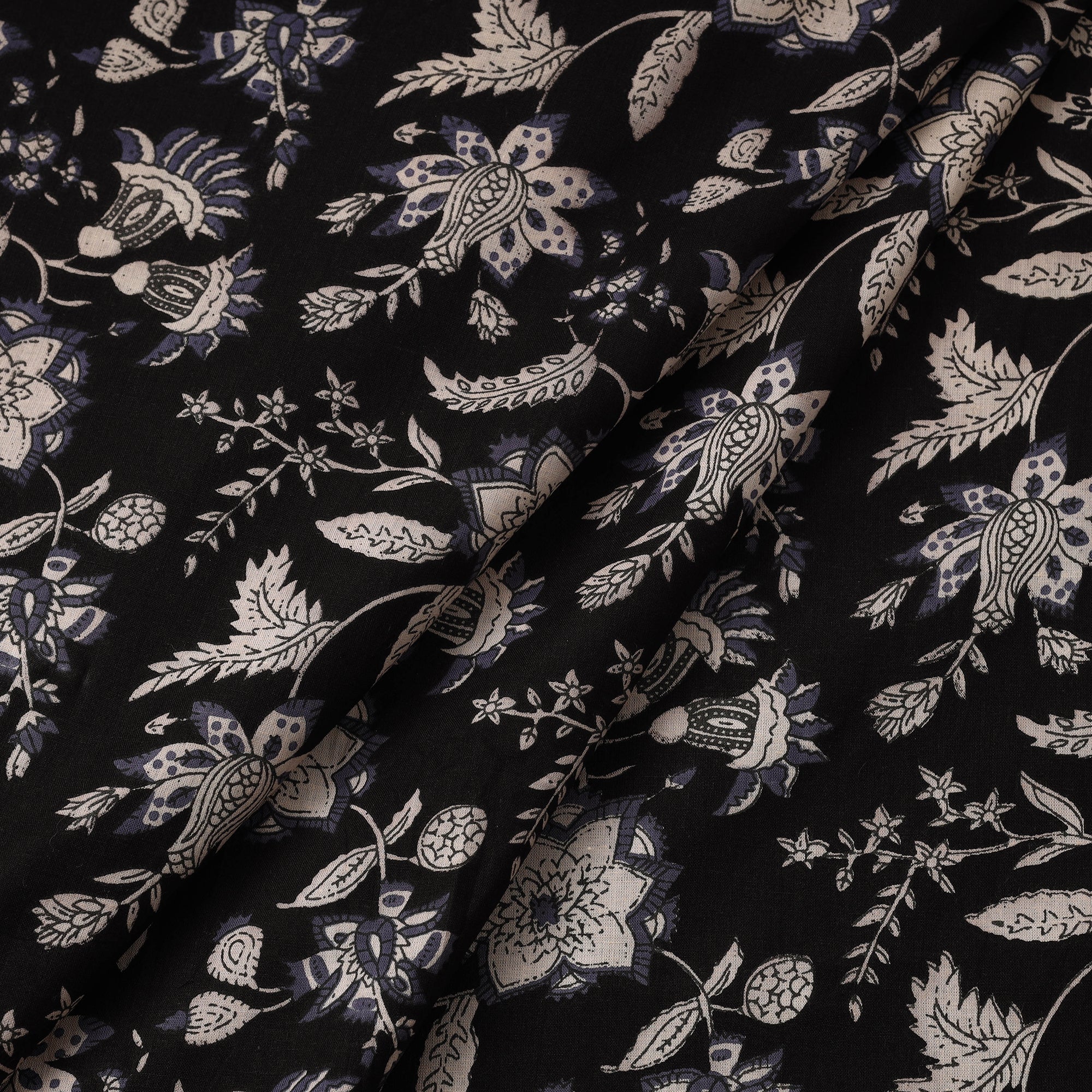 HAVELI CHRONICLES Black with Floral Jaipur Printed Cotton Fabric 01 - view 2
