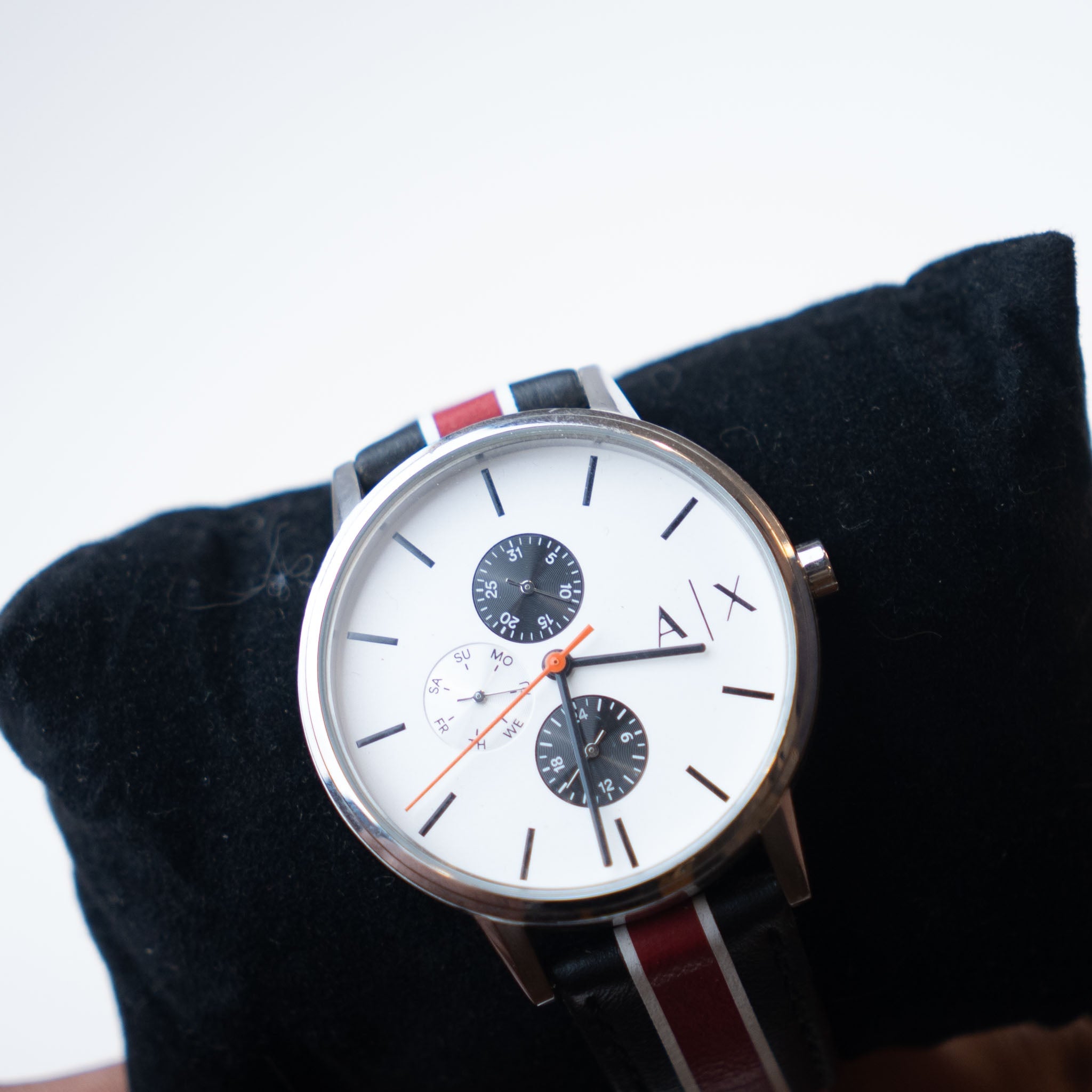 Armani Exchange Red/Black Strapped Watch – Multi