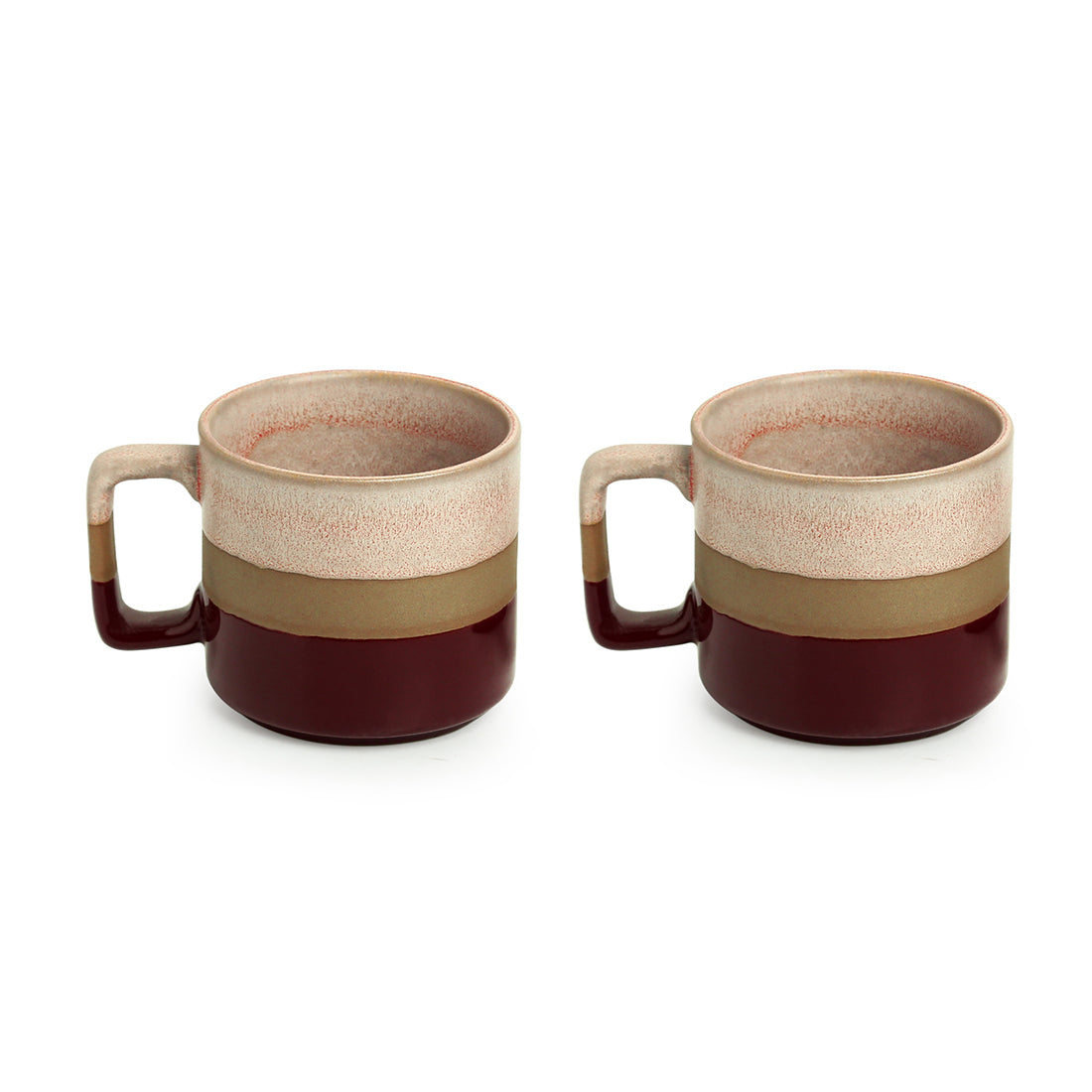 EXCLUSIVELANE 'Crimson Peaches' Hand Glazed Studio Pottery Tea & Coffee Mugs In Ceramic (Set of 2, 361 ML, Microwave Safe) - view 2