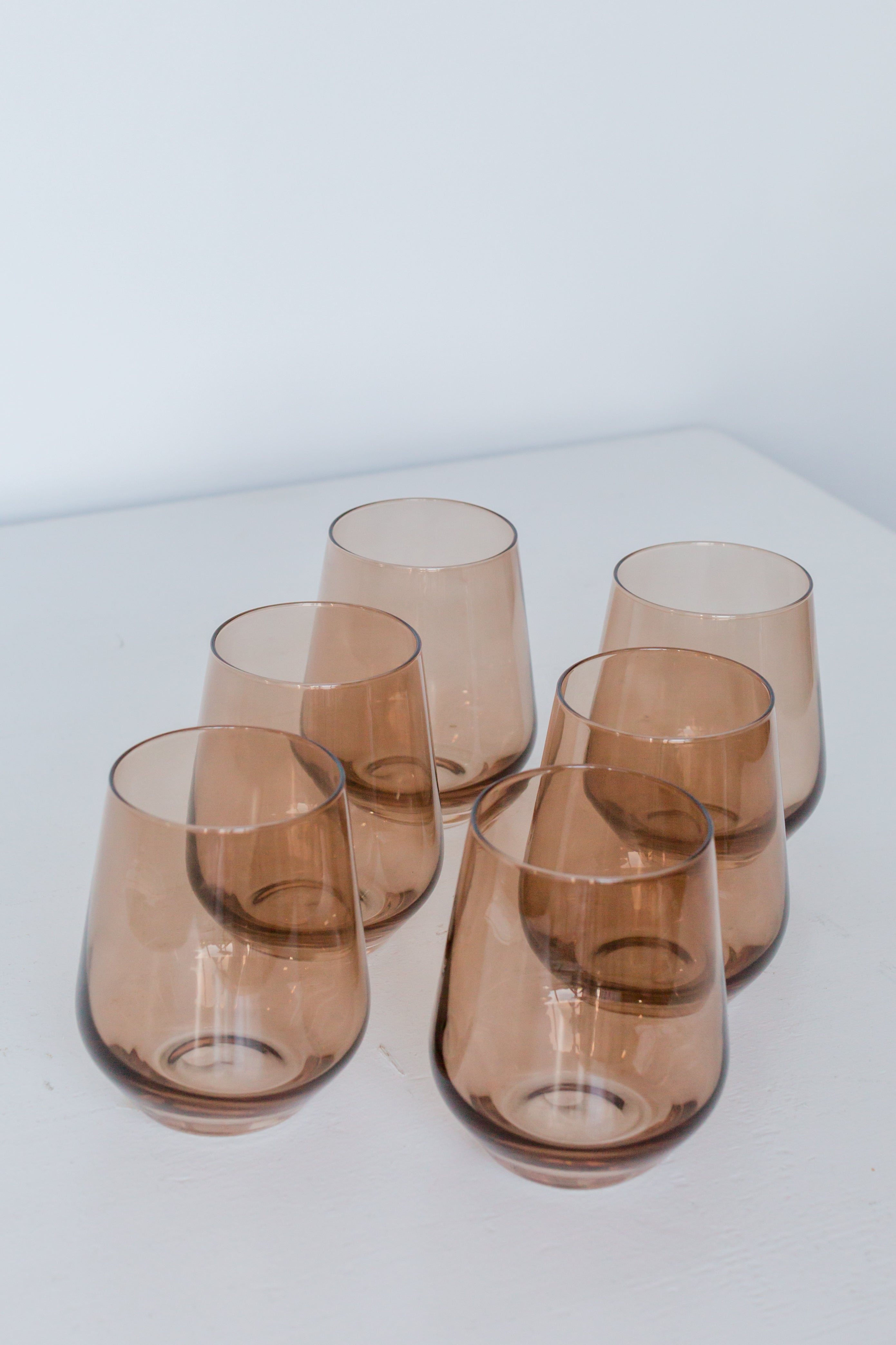 Estelle Colored Glass Estelle Colored Wine Stemless - Set of 6 {Mocha Mousse (Our Amber Smoke)}